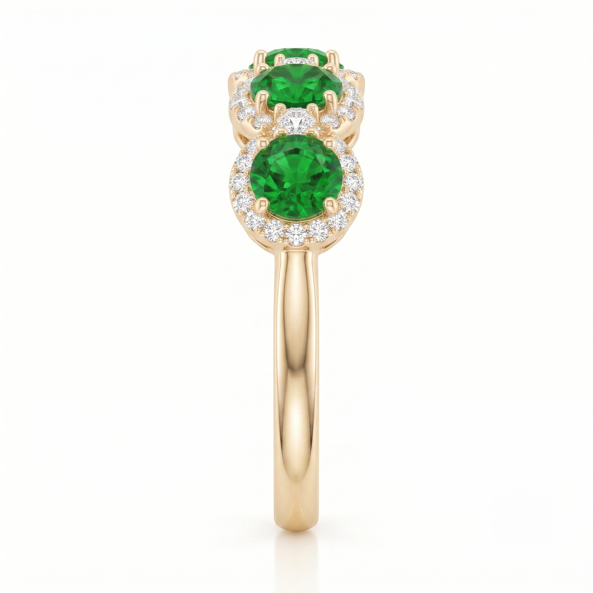 Emerald Harmony Band in Gold Finish