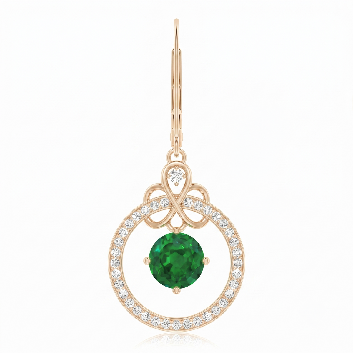 Emerald Halo Circle Drop Earrings