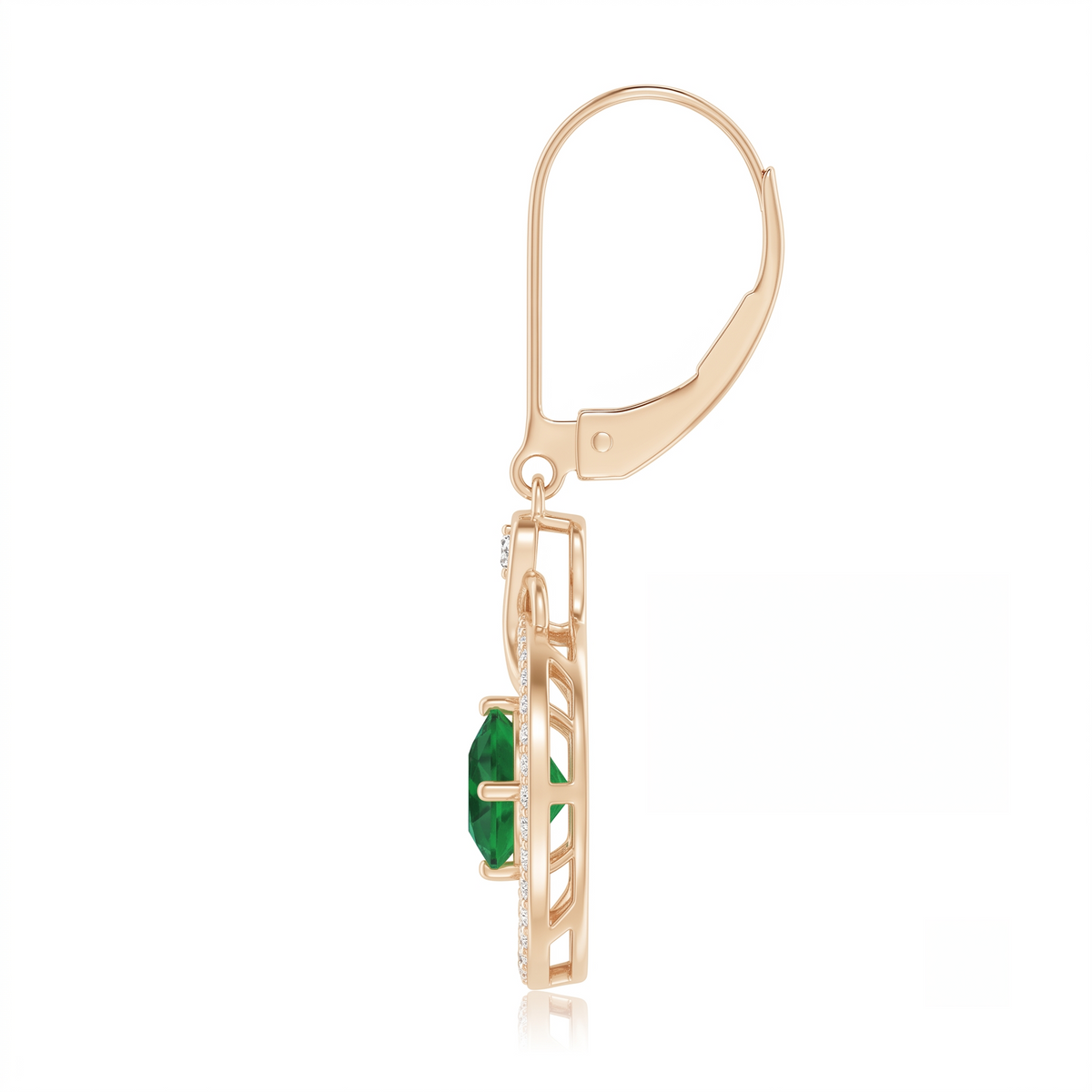 Emerald Halo Circle Drop Earrings