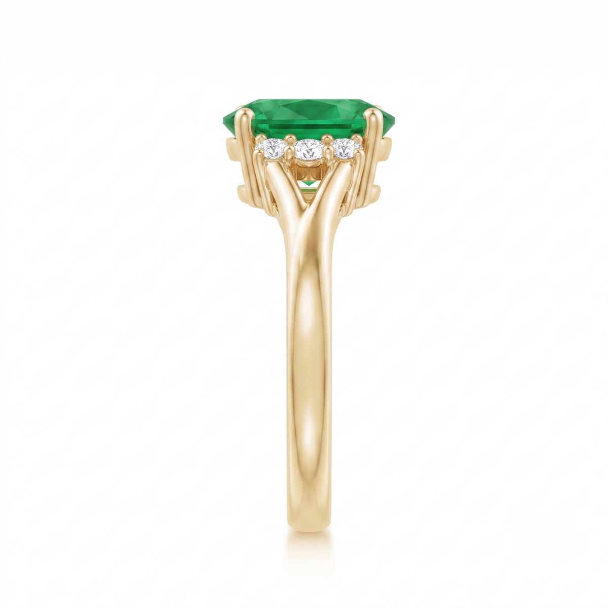 Emerald Infinity Ring in Gold Finish