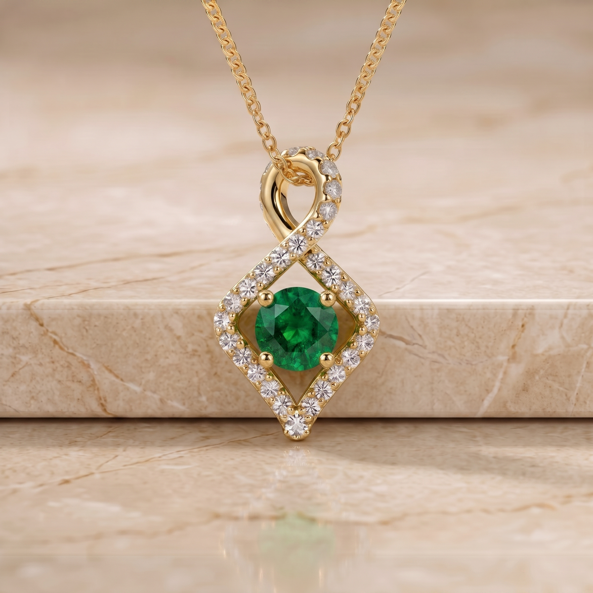 Emerald Kite Halo Pendant