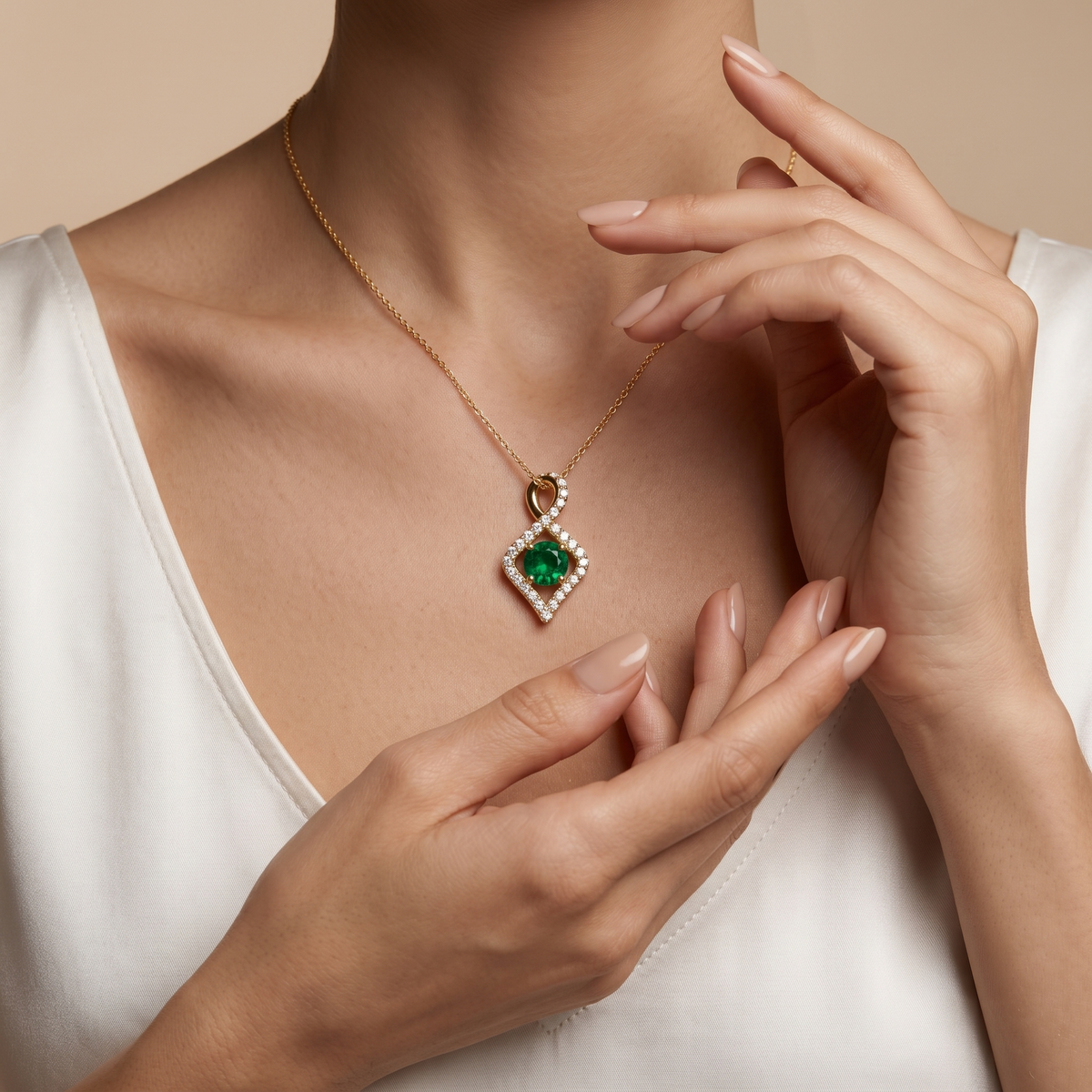 Emerald Kite Halo Pendant