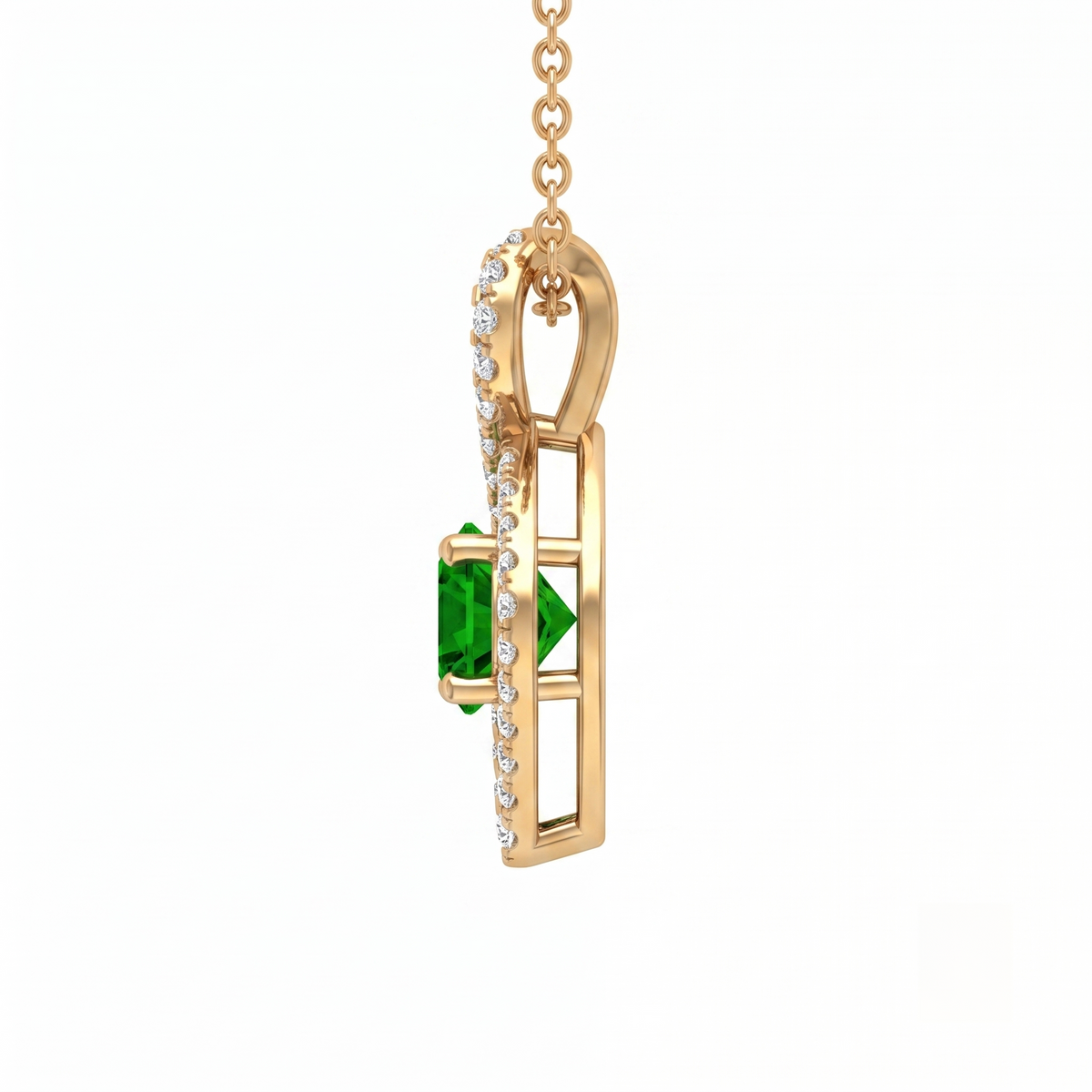 Emerald Kite Halo Pendant