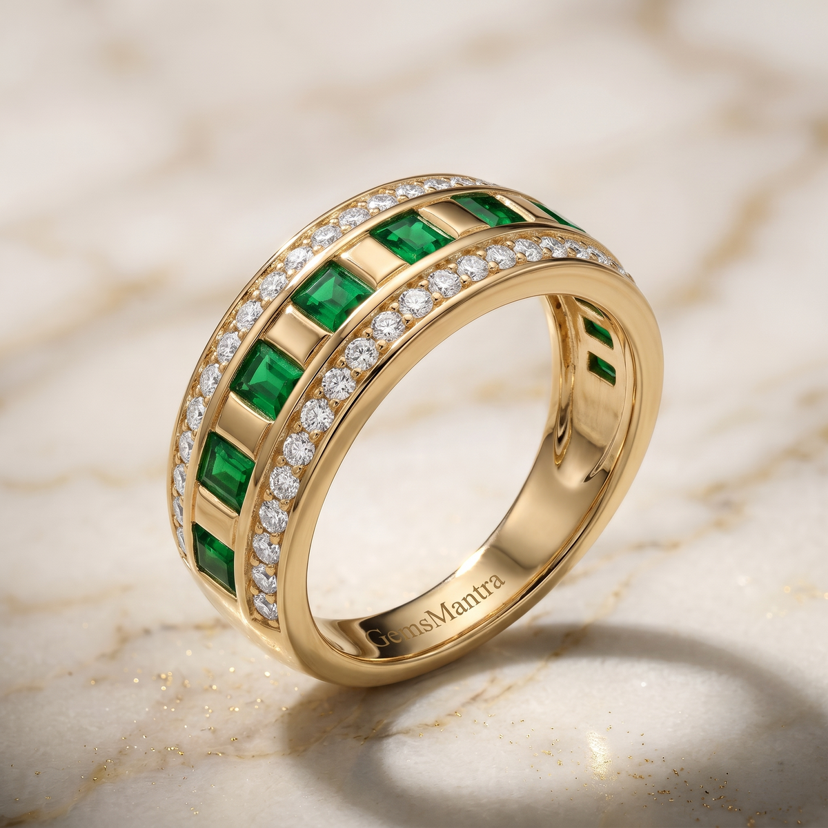 Emerald Luxe Eternity Band in Gold Finish