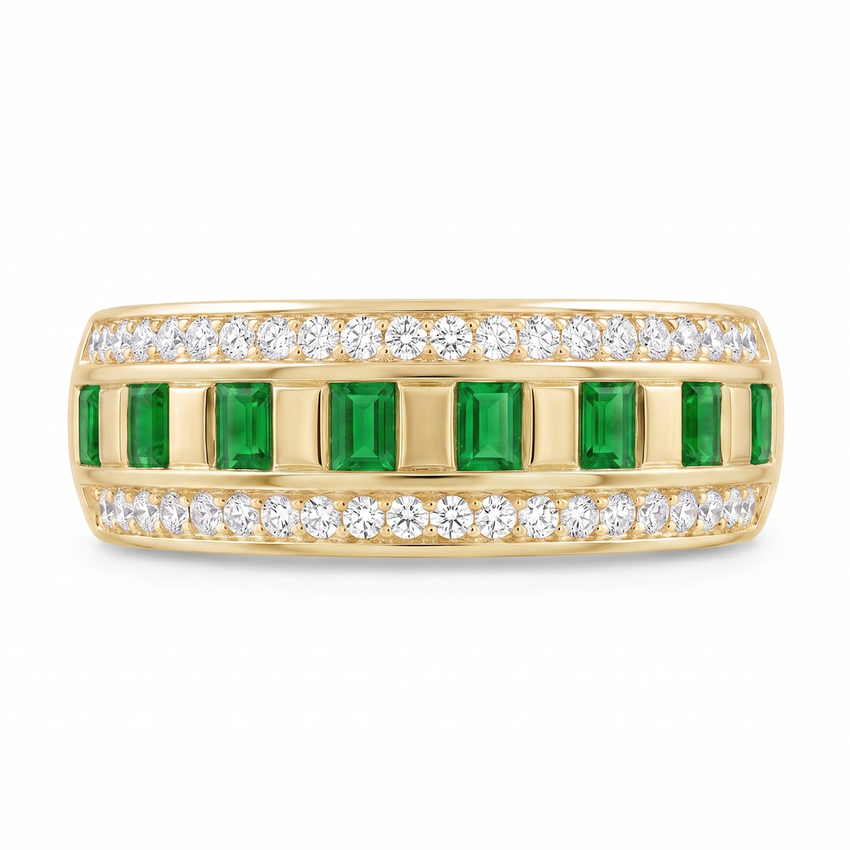 Emerald Luxe Eternity Band in Gold Finish
