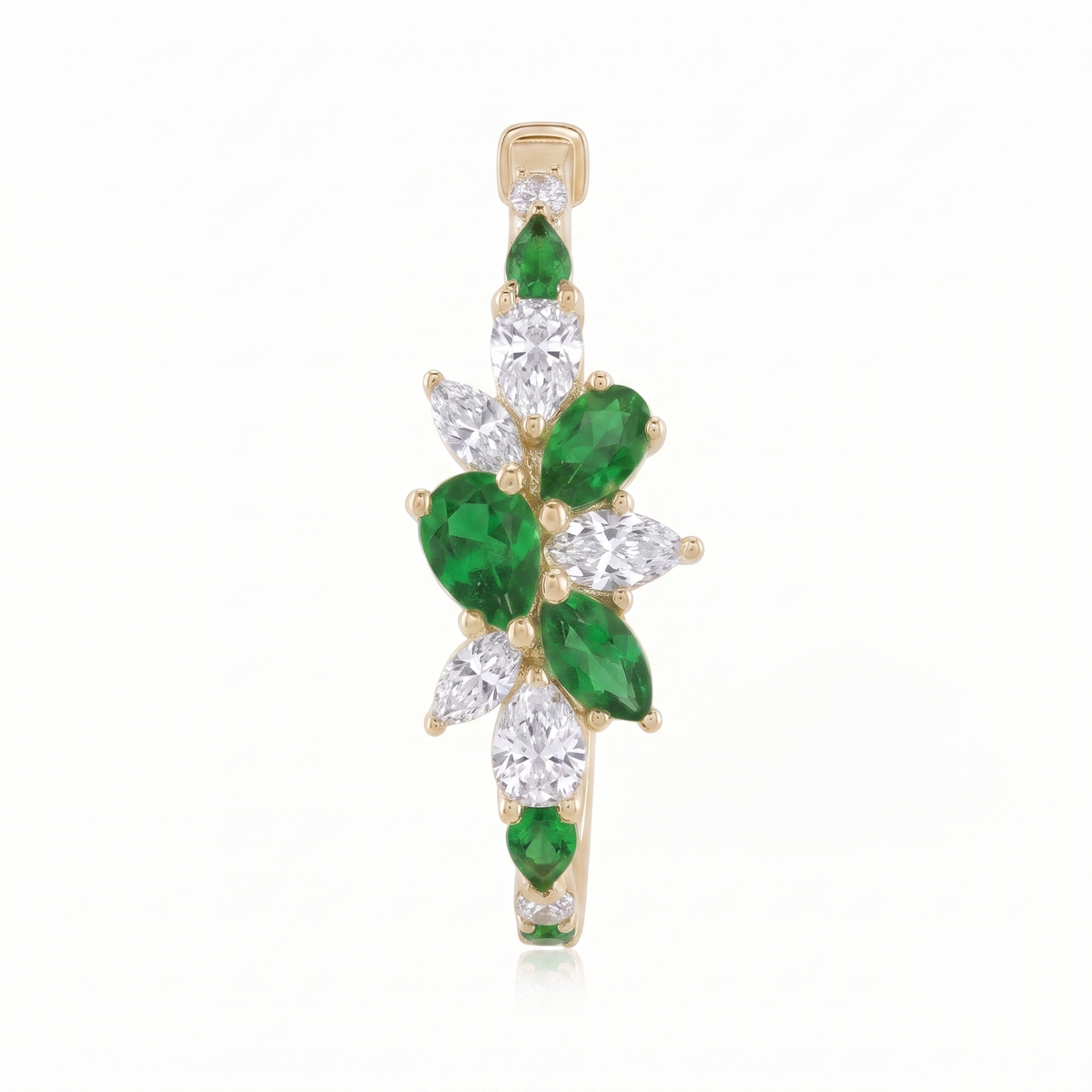 Emerald Marquise Cluster Ear Climbers