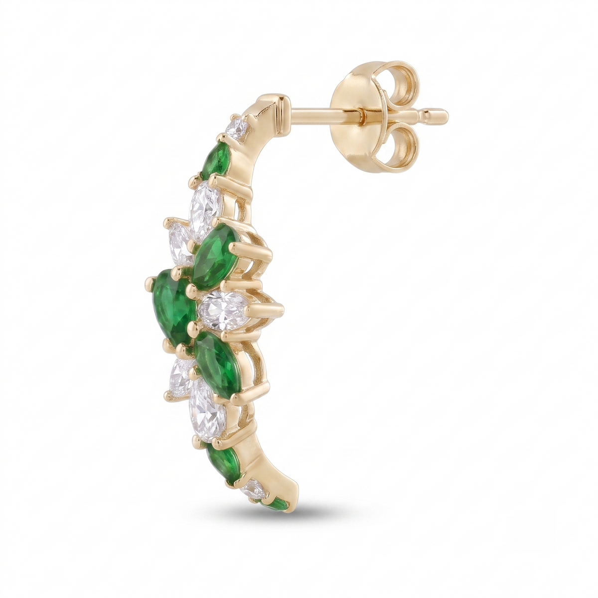 Emerald Marquise Cluster Ear Climbers