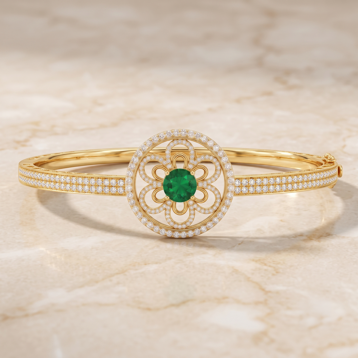 Emerald Medallion Halo Bangle