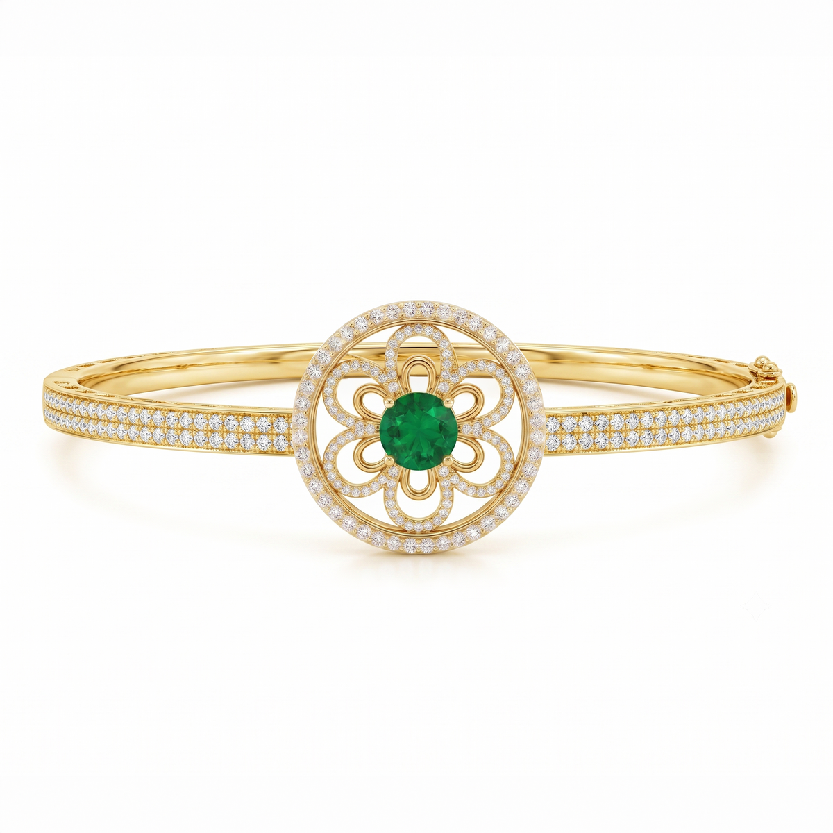 Emerald Medallion Halo Bangle