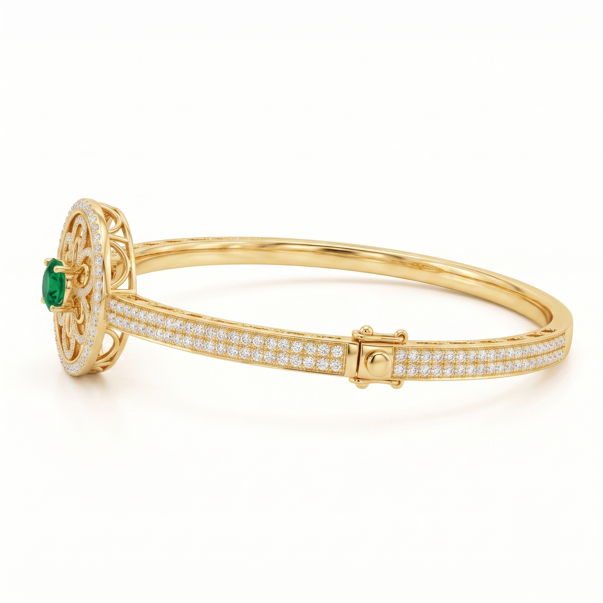 Emerald Medallion Halo Bangle