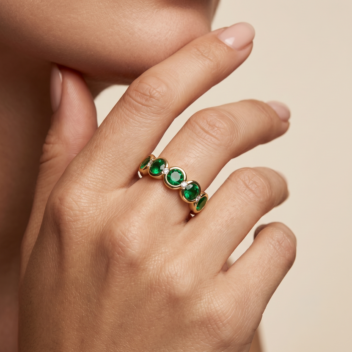 Emerald Oasis Five-Stone Ring