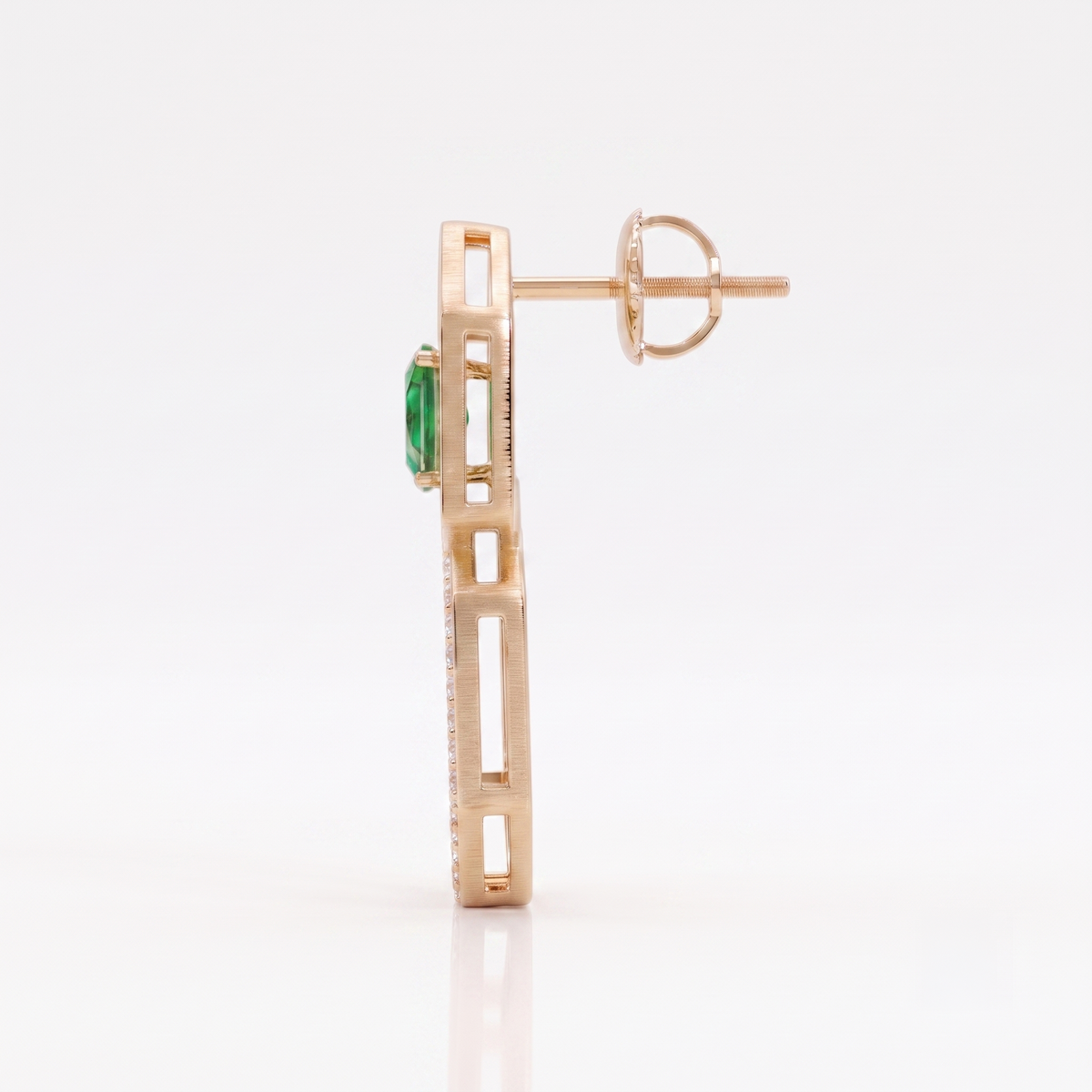 Emerald Octagon Halo Drop Earrings