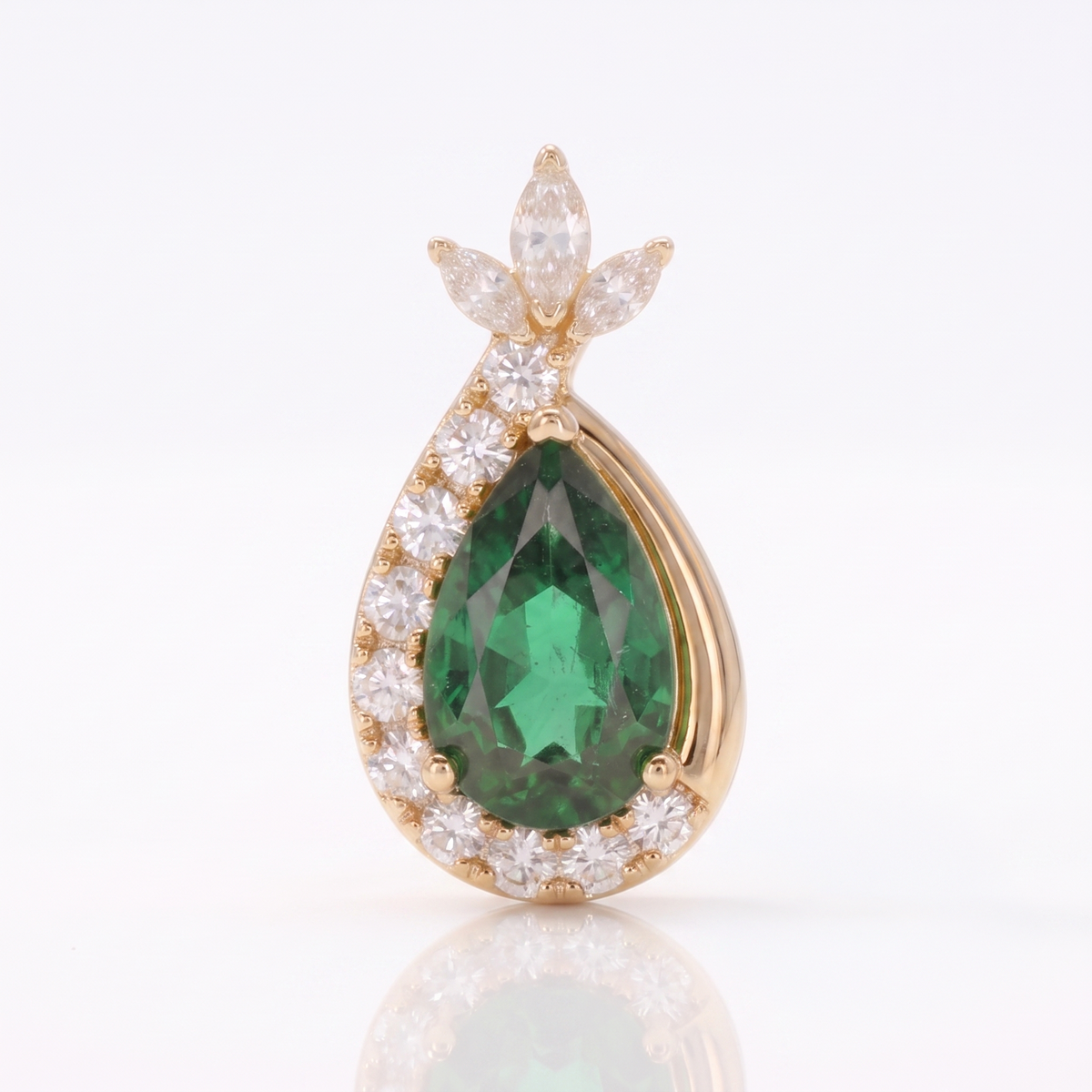 Emerald Pear Halo Starburst Earrings