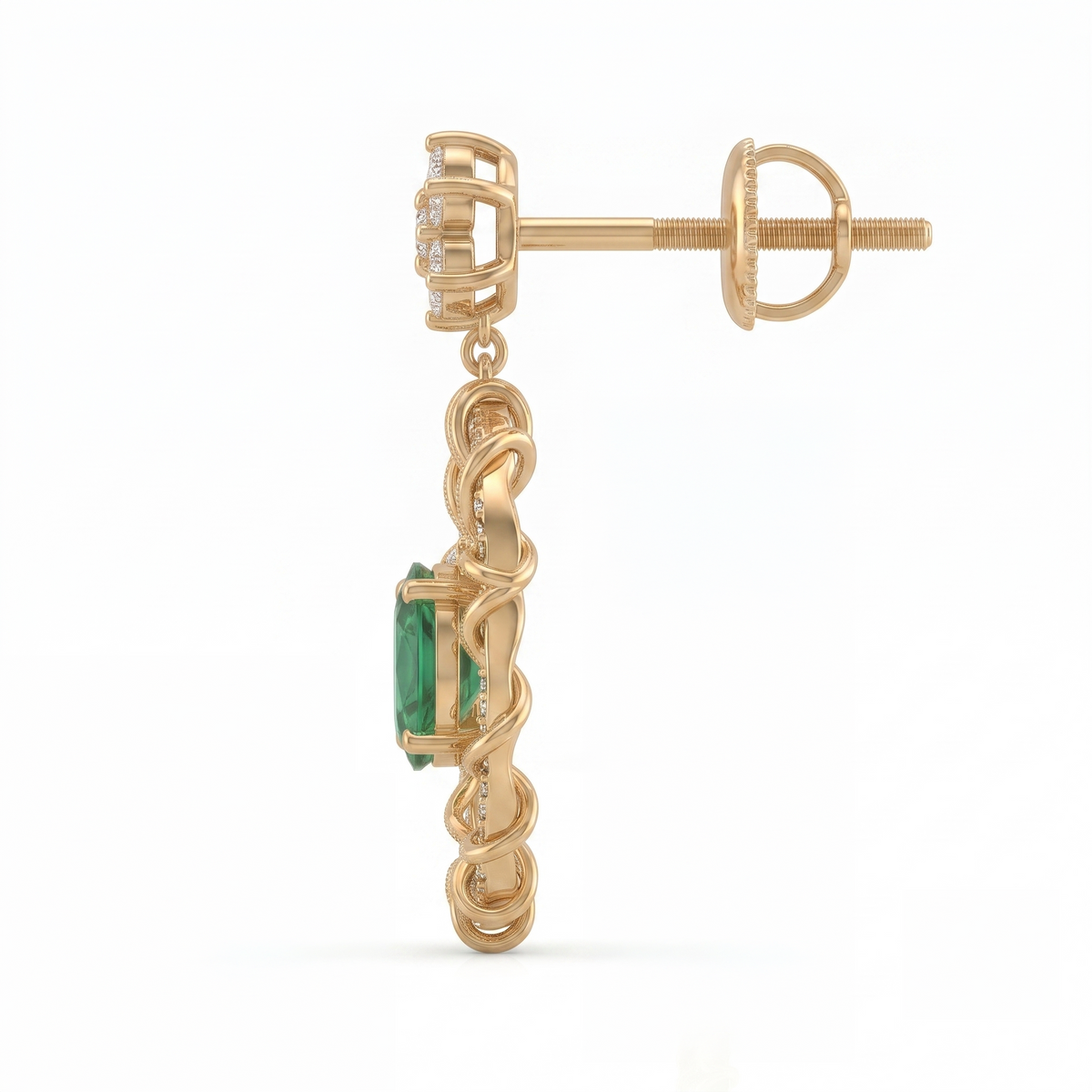 Emerald Rope Circle Drop Earrings