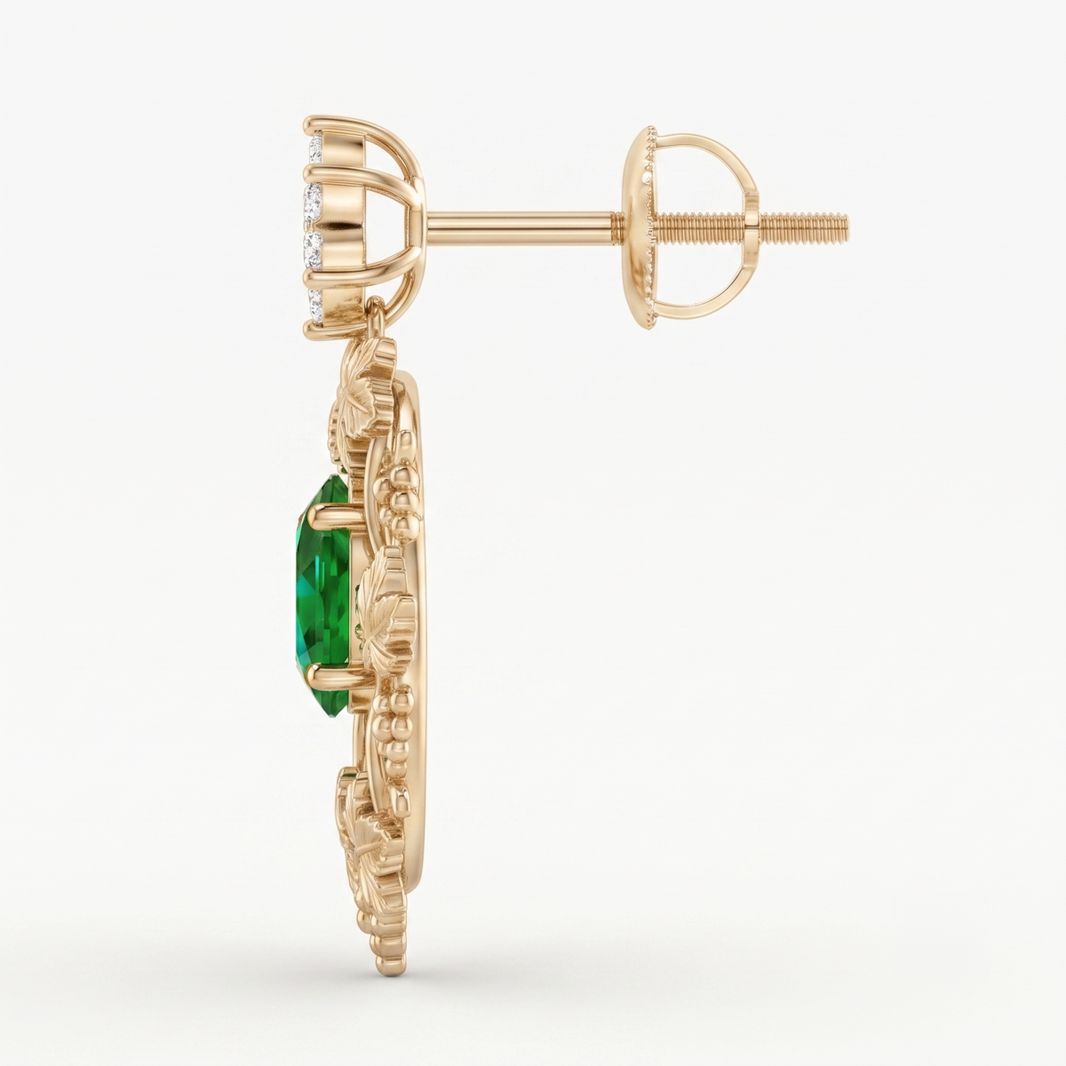 Emerald Sunburst Halo Drop Earrings