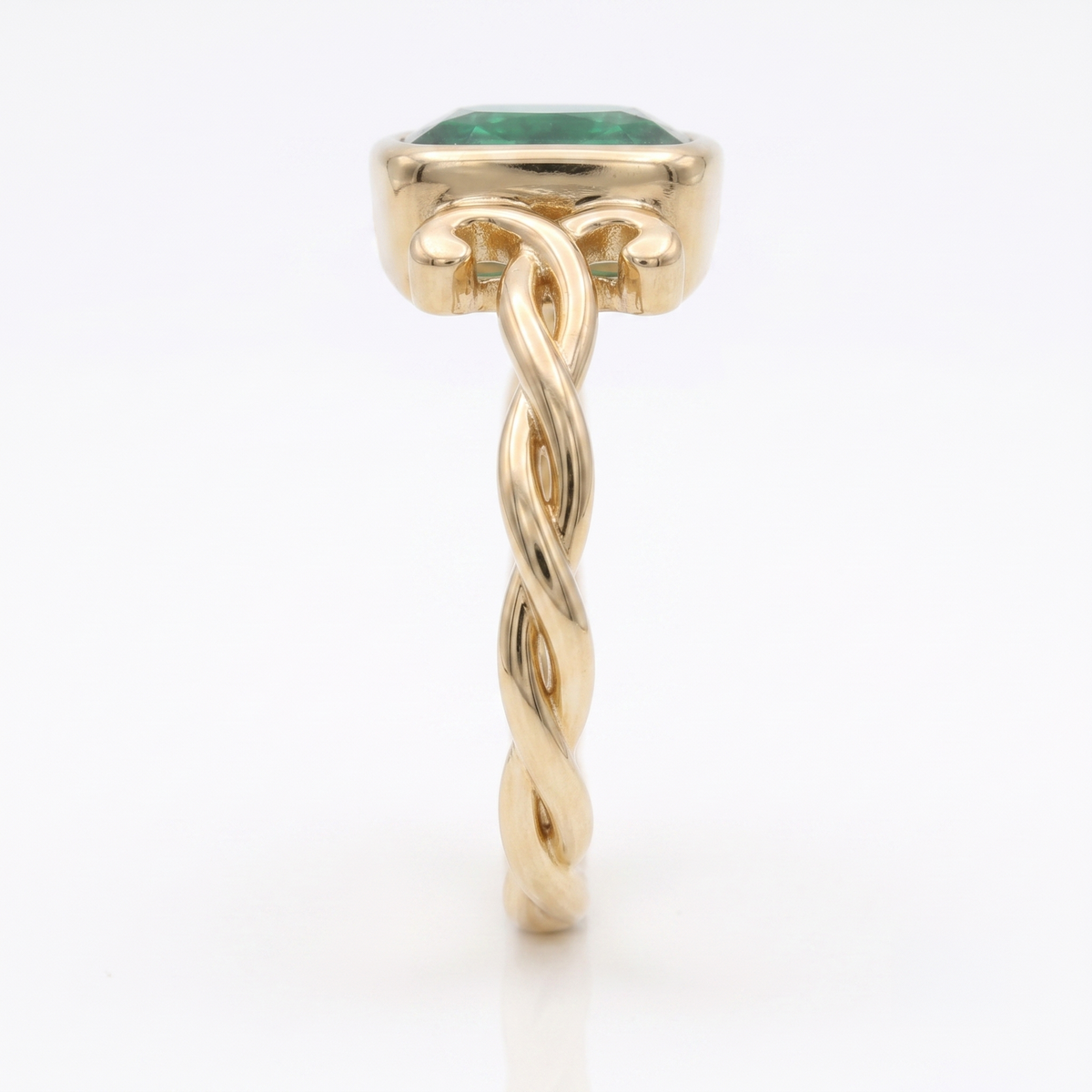 Emerald Solitaire Ring in Gold Finish
