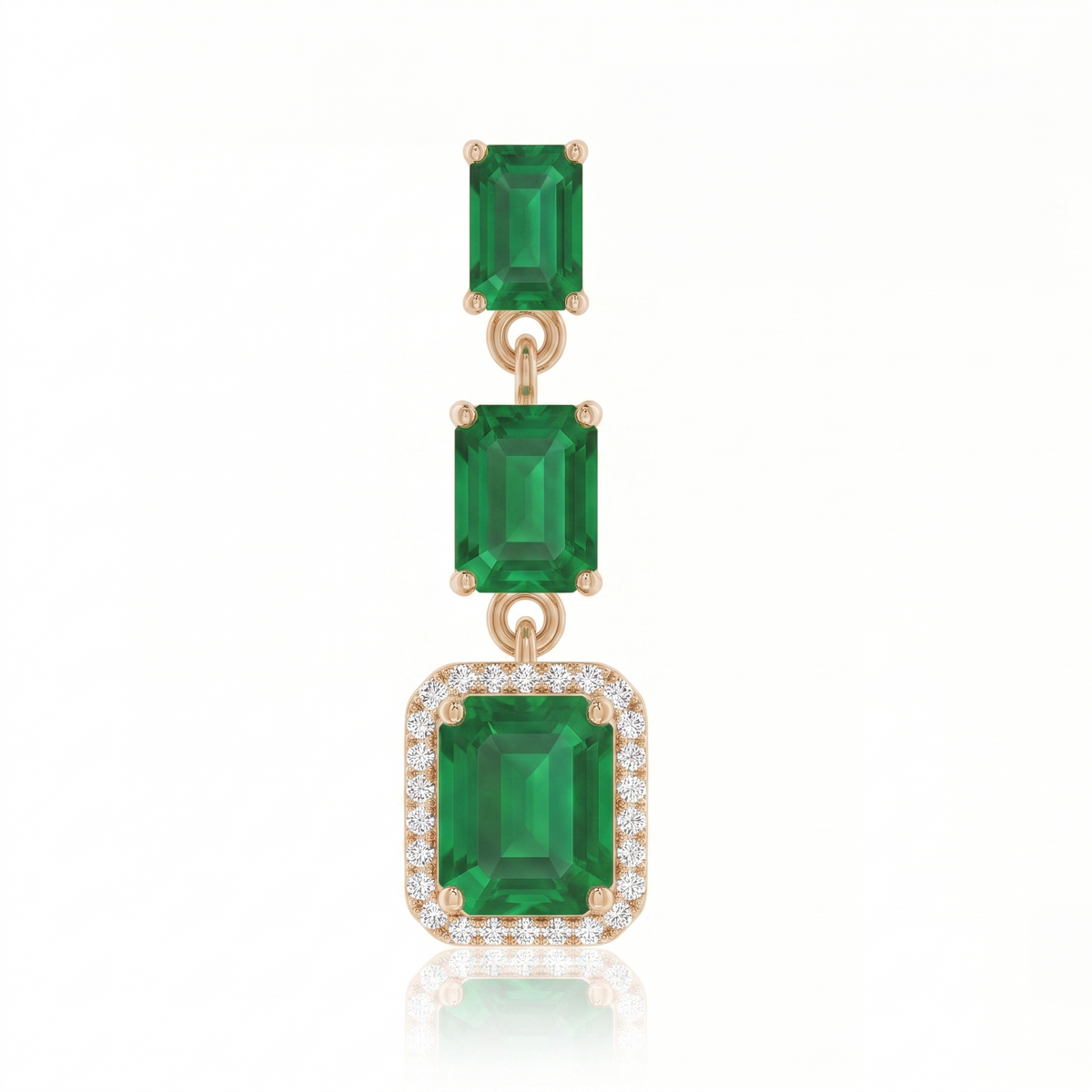 Emerald Trio Cascade Drop Earrings