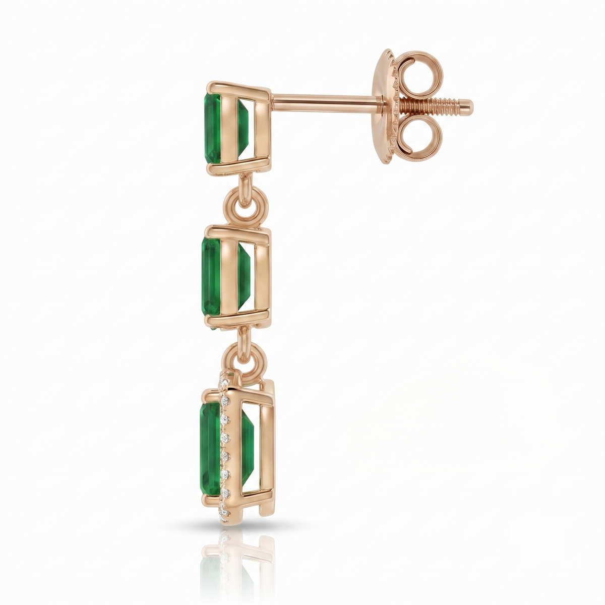 Emerald Trio Cascade Drop Earrings
