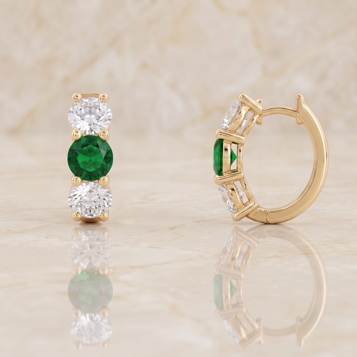 Emerald Trio Hoop Earrings