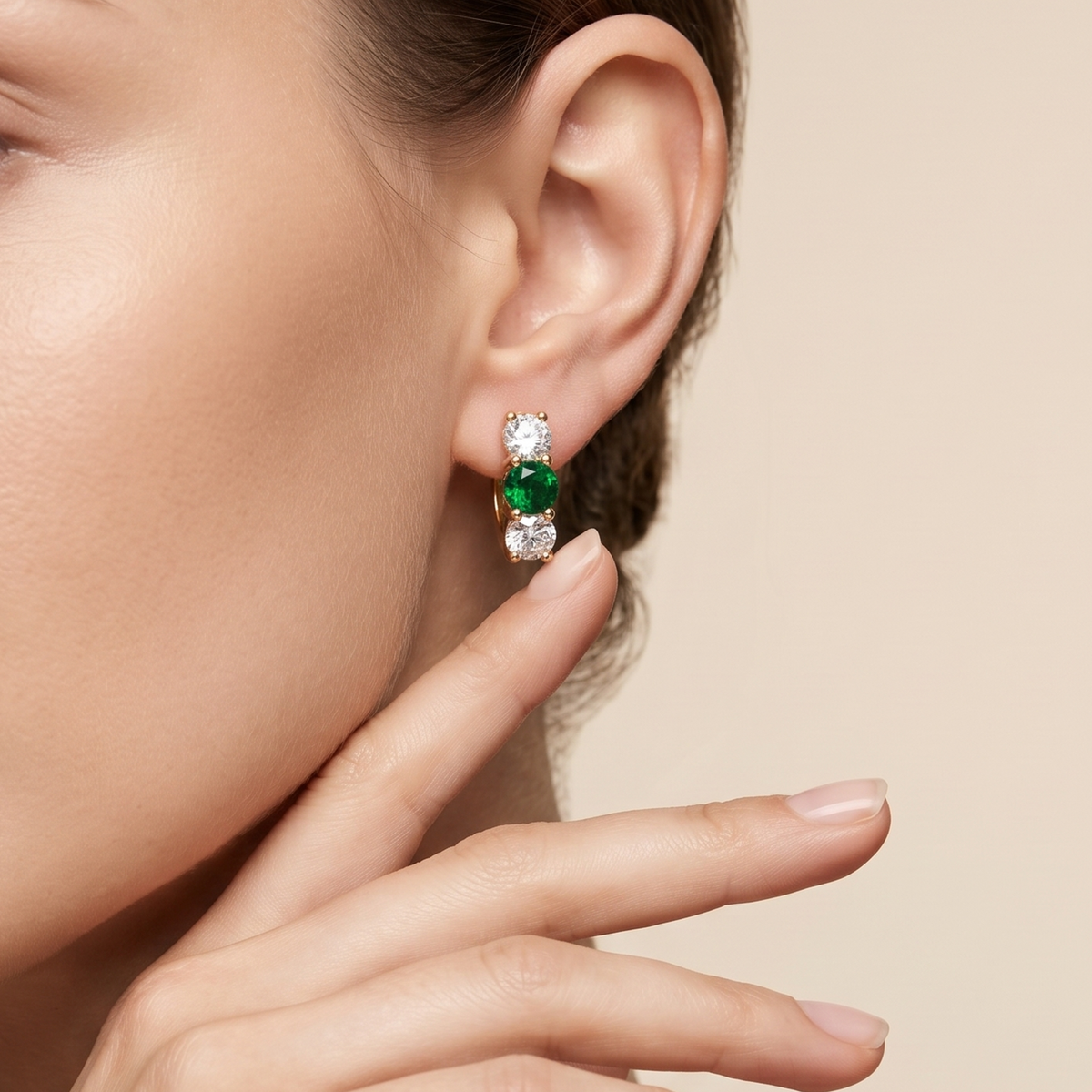 Emerald Trio Hoop Earrings