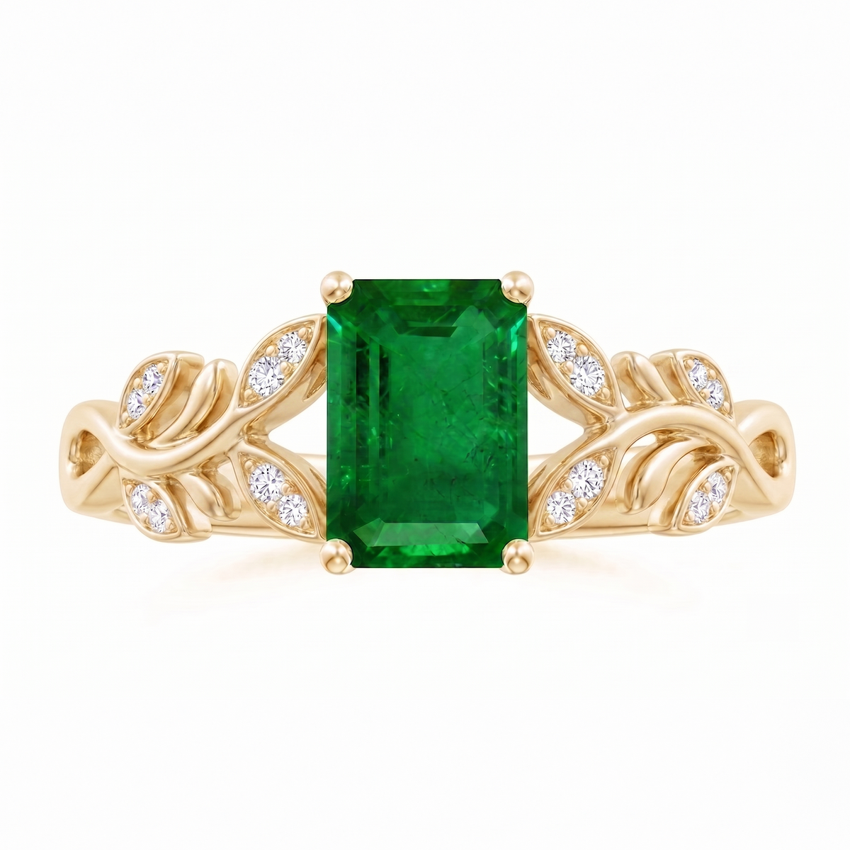 Emerald Vine Ring in Gold Finish