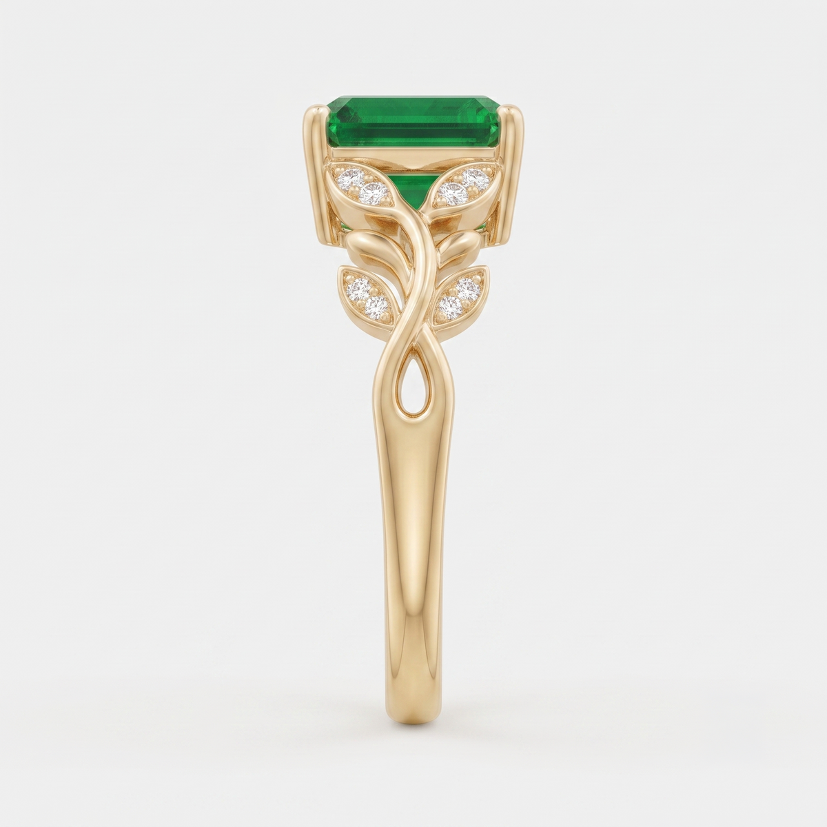 Emerald Vine Ring in Gold Finish