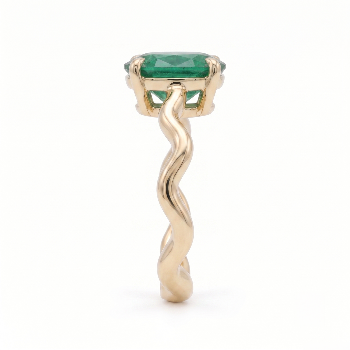 Emerald Wave Ring in Gold Finish