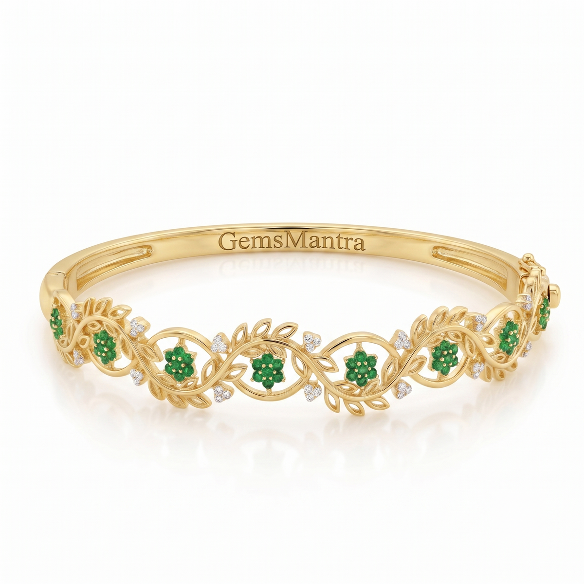 Floral Emerald Gold Bangle