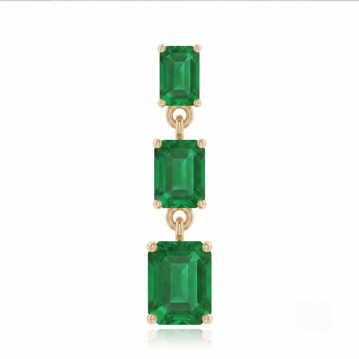 Graduated Emerald Cut Trio Drop Earrings