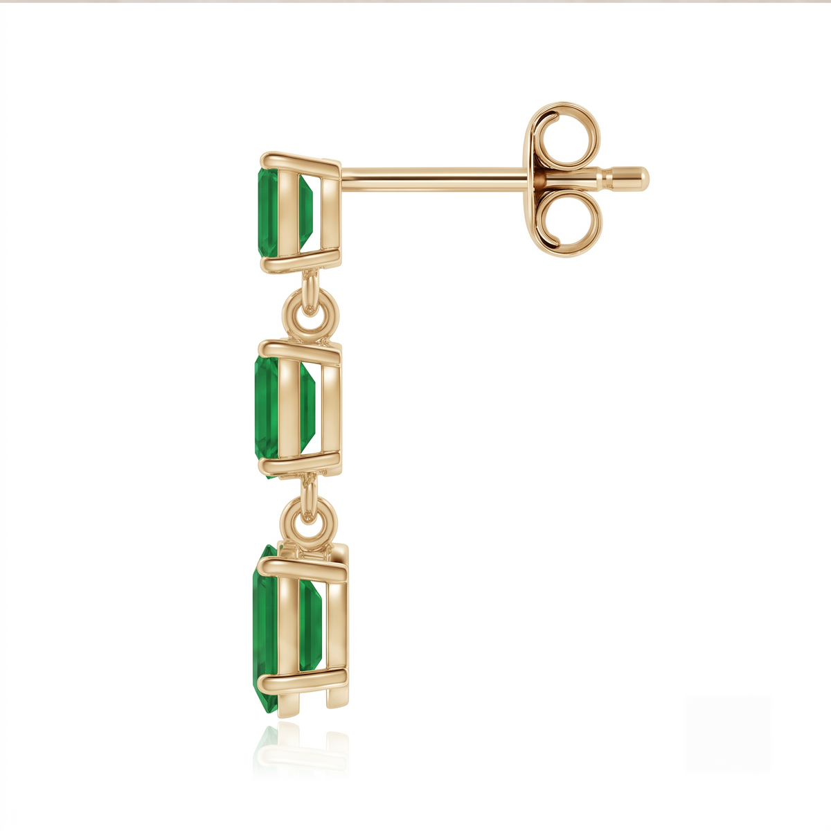 Graduated Emerald Cut Trio Drop Earrings