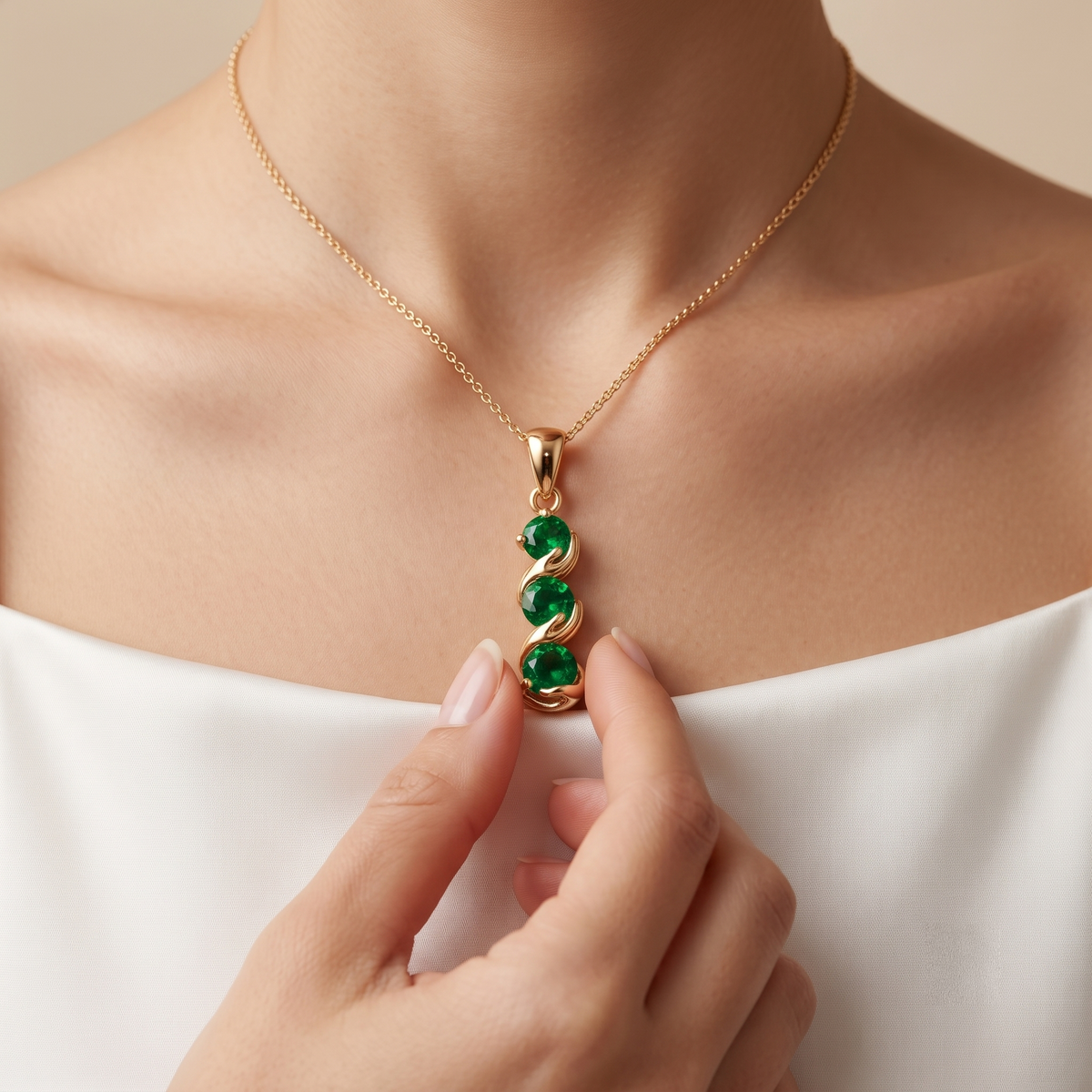 Graduated Emerald Trio Drop Pendant
