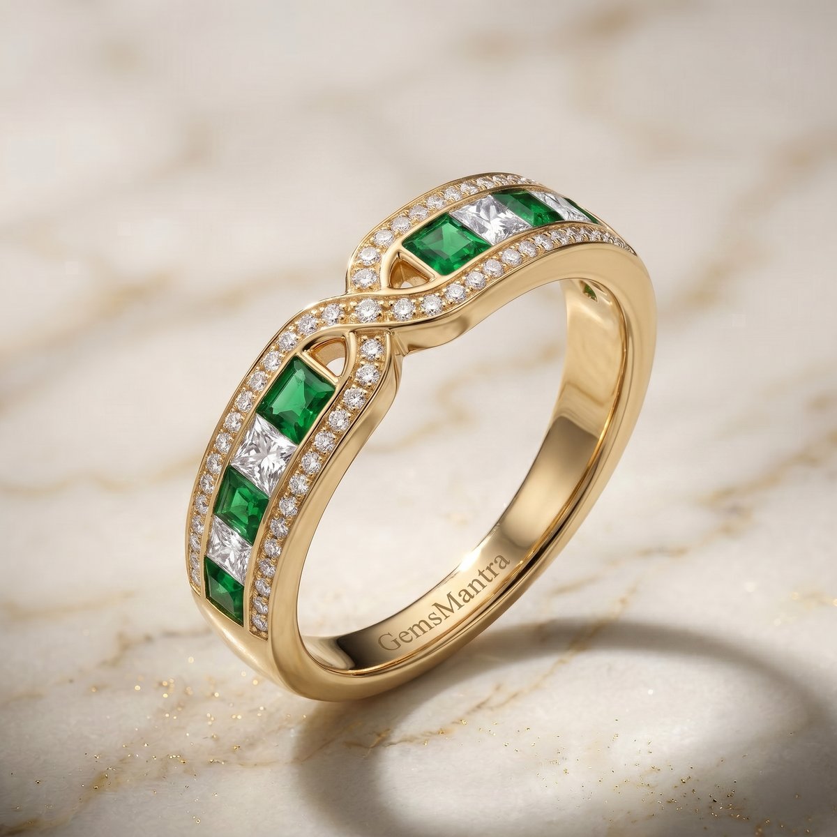 Verdant Harmony Band in Gold Finish