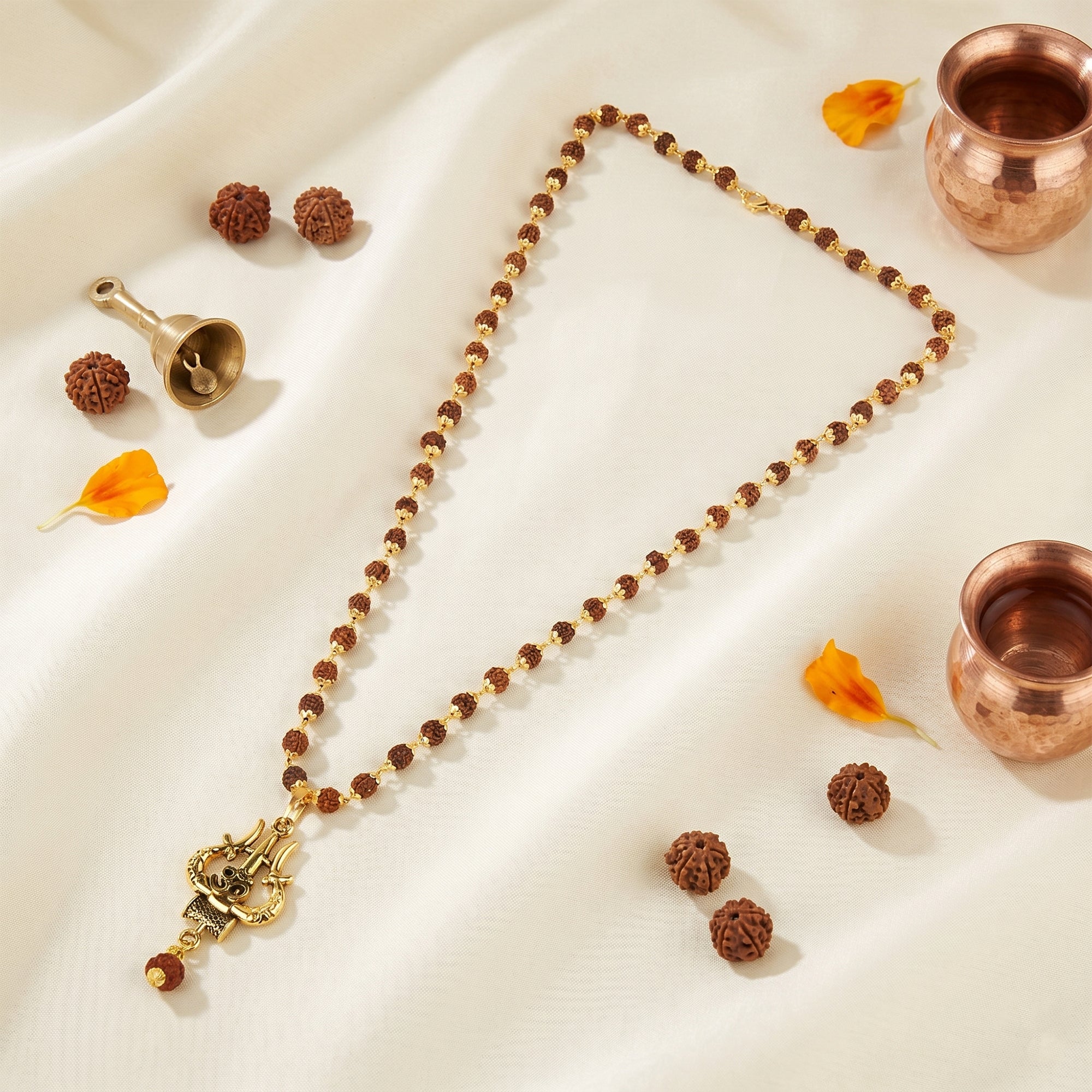 Original Shiv Trishul Rudraksha Mala (Gold)