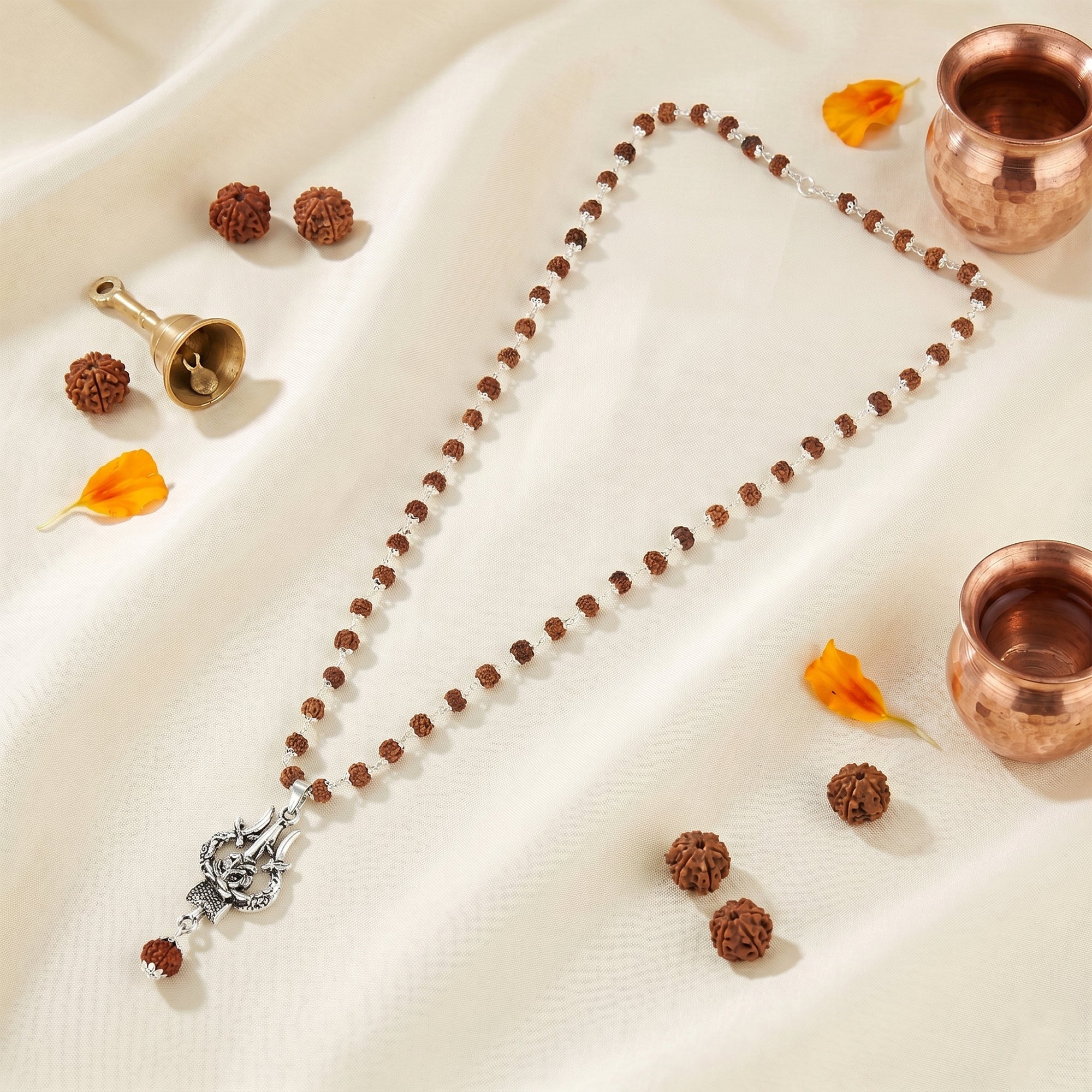 Original Shiv Trishul Rudraksha Mala (Silver)