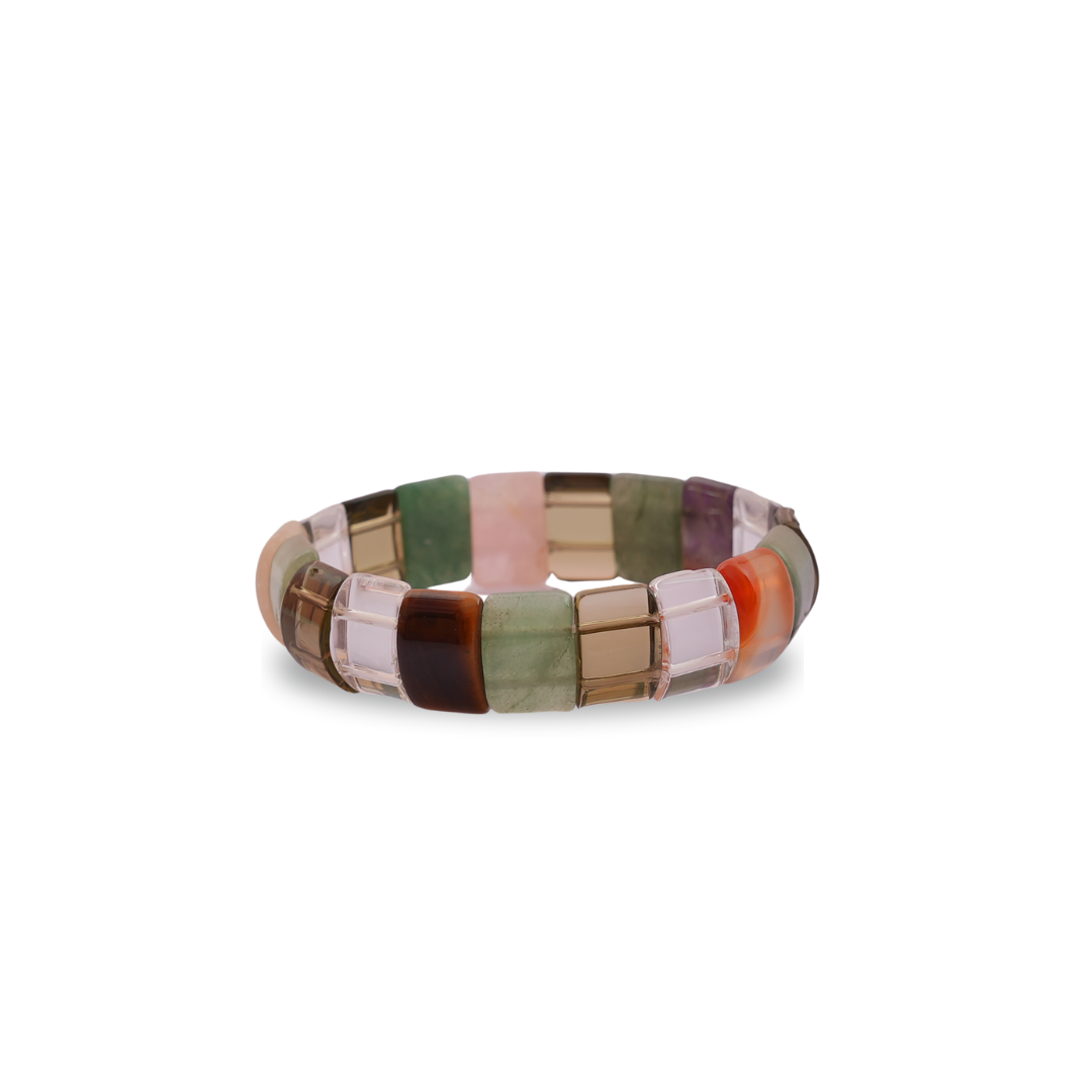 Multi Stone Flat/Rectangular Beads Bracelet