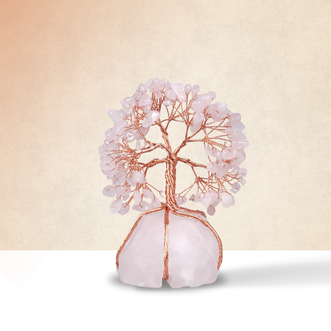 Rose Quartz With Raw Rose Quartz Tree