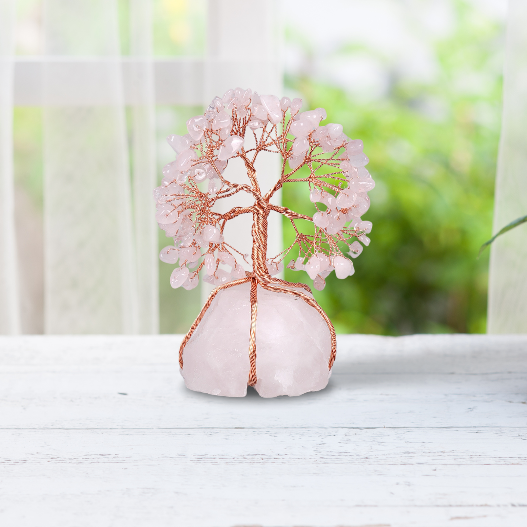 Rose Quartz With Raw Rose Quartz Tree