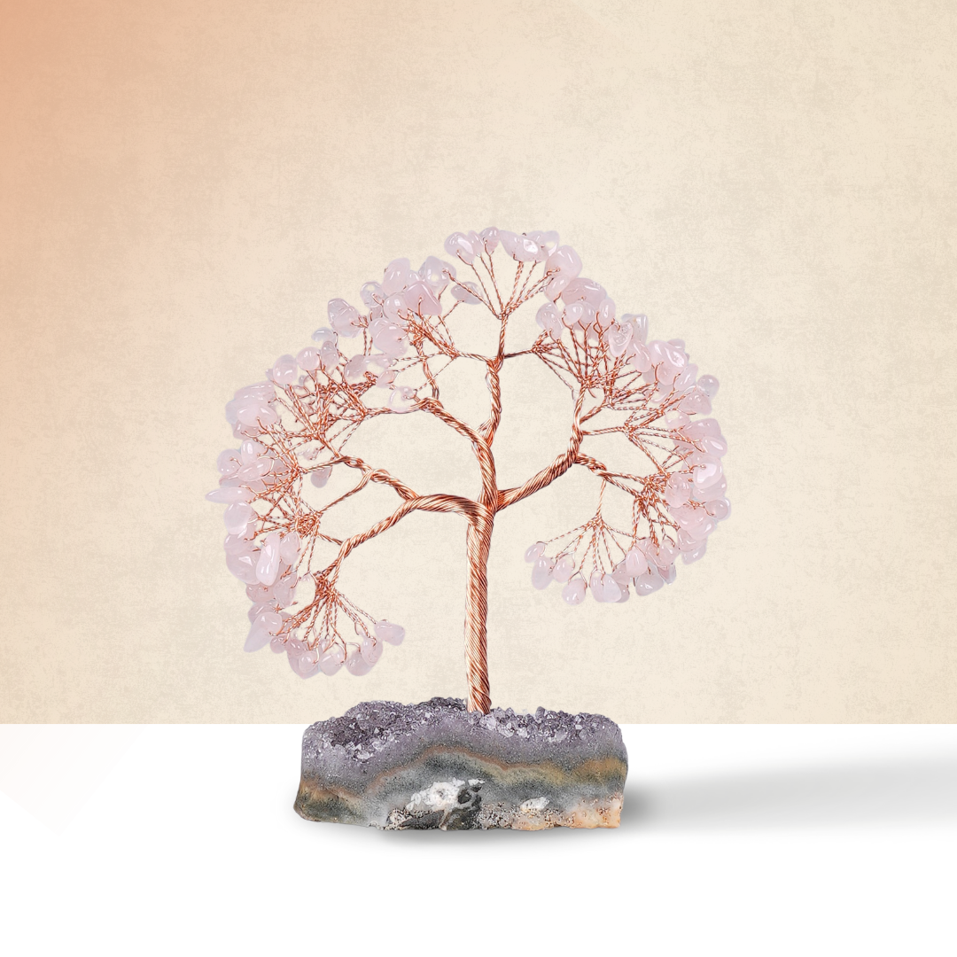 Rose Quartz with Amethyst Cluster Tree