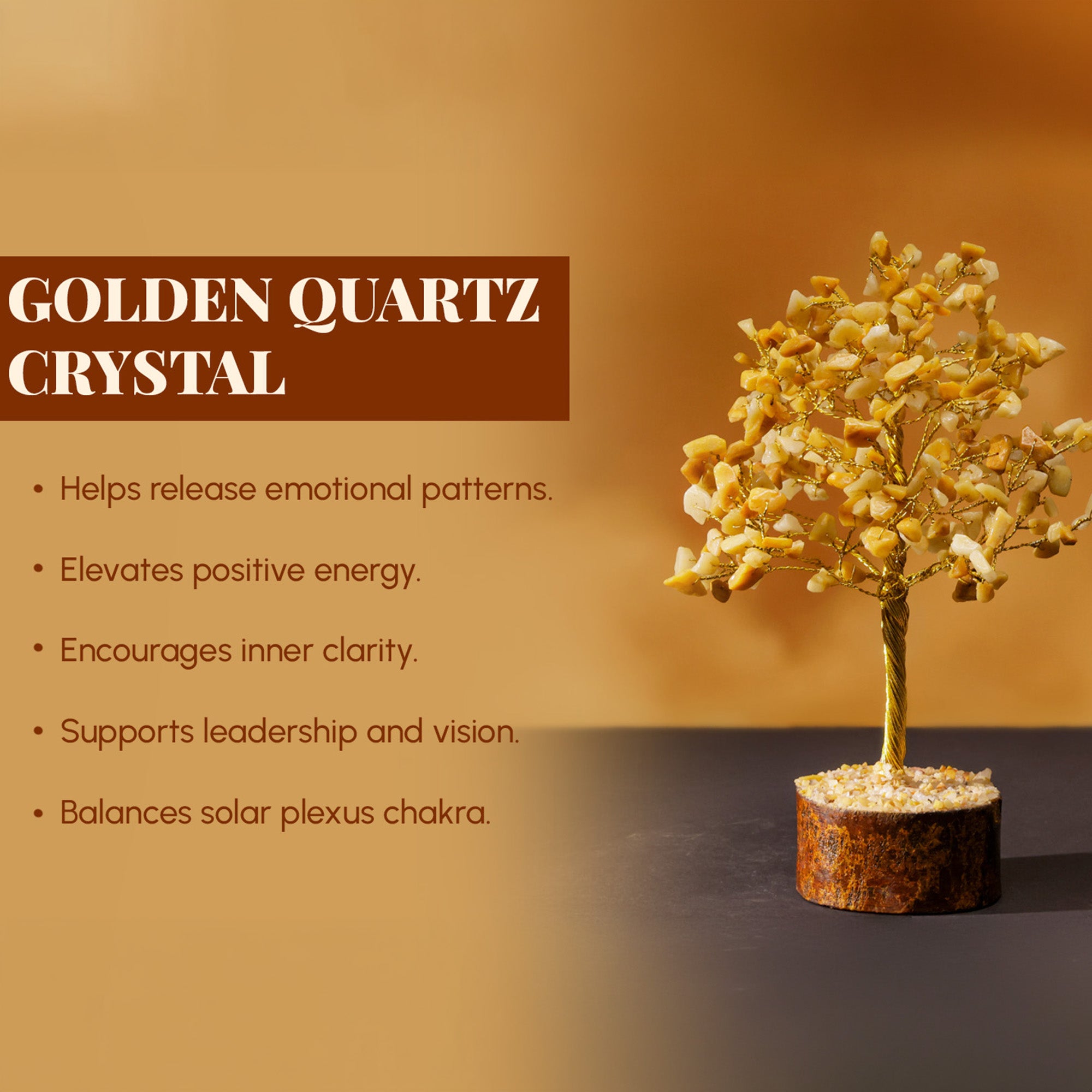 Golden Quartz Crystal Tree – Large, for Vastu