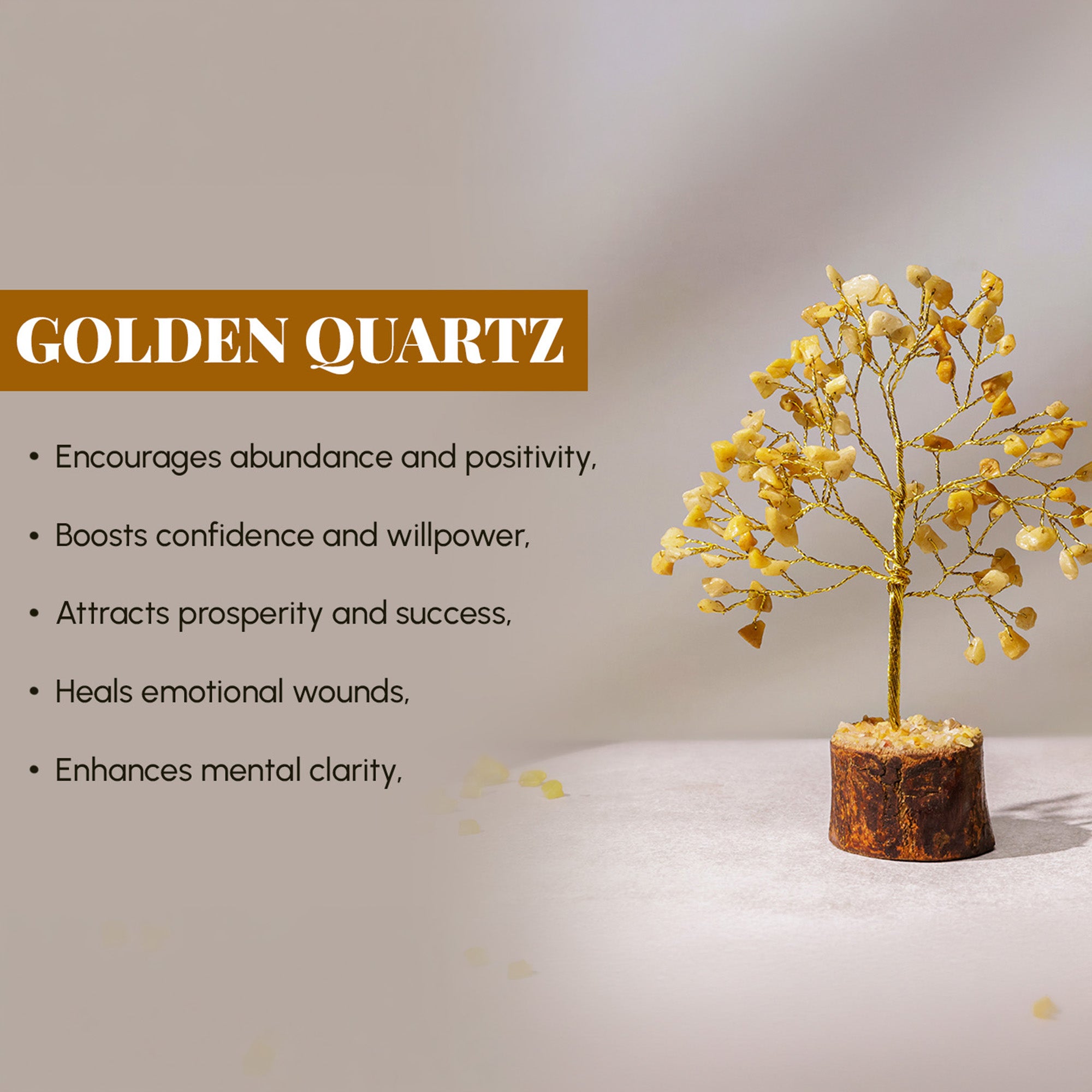 Golden Quartz Crystal Tree – Small, for Vastu