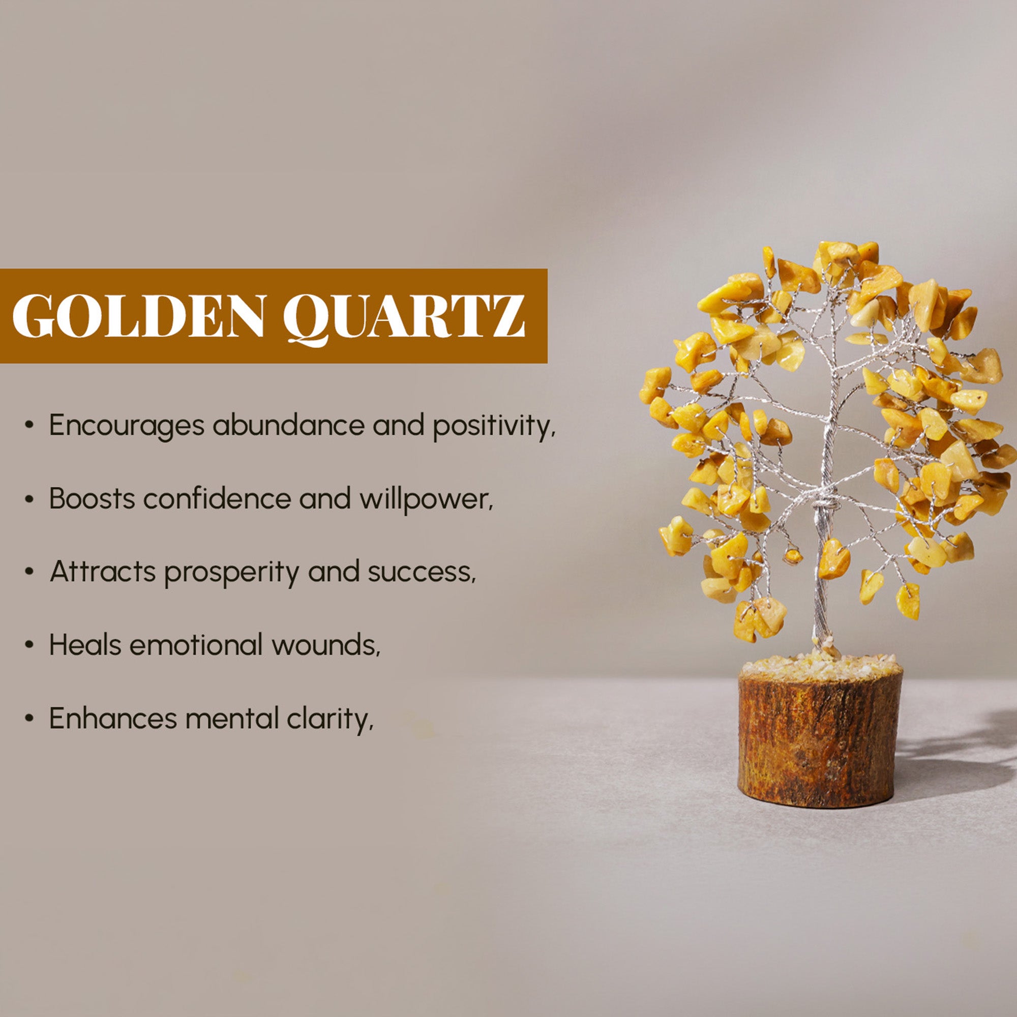Golden Quartz Crystal Tree – Small, for Vastu