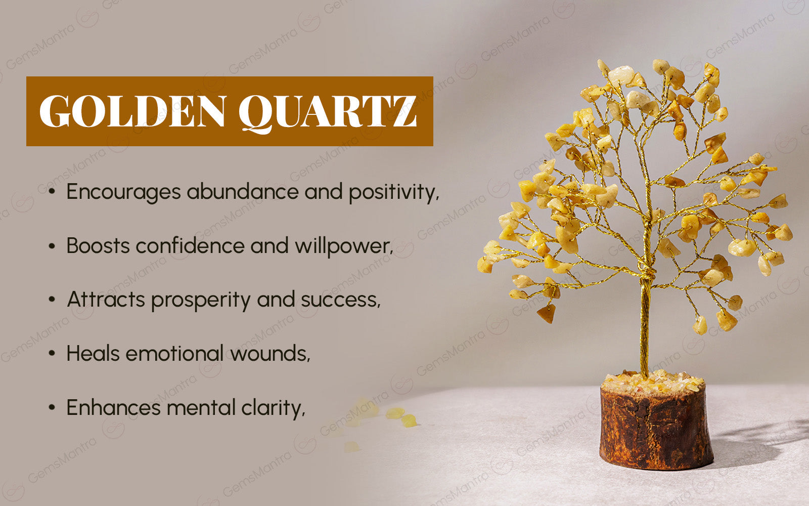 Small Golden Quartz Crystal Tree
