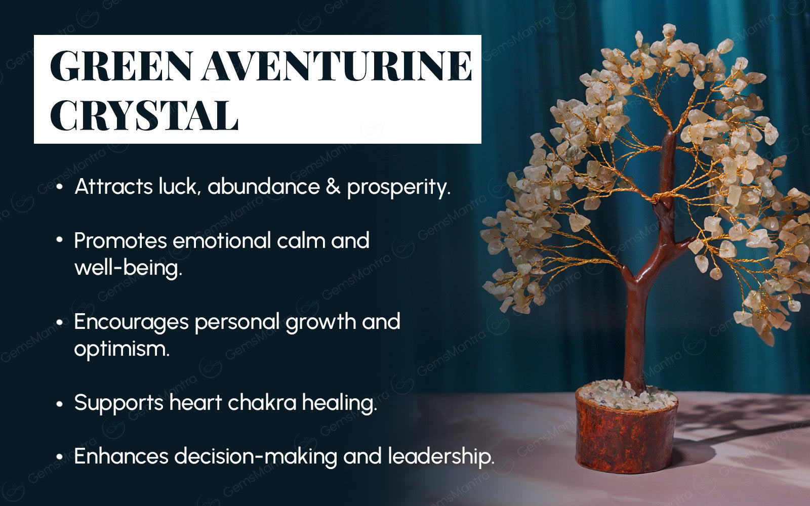 Wooden Green Aventurine Crystal Tree