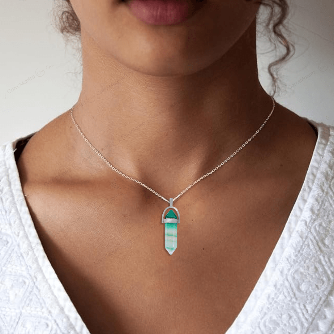 Green Sulemani Double Terminated Pencil Pendant - Gemsmantra