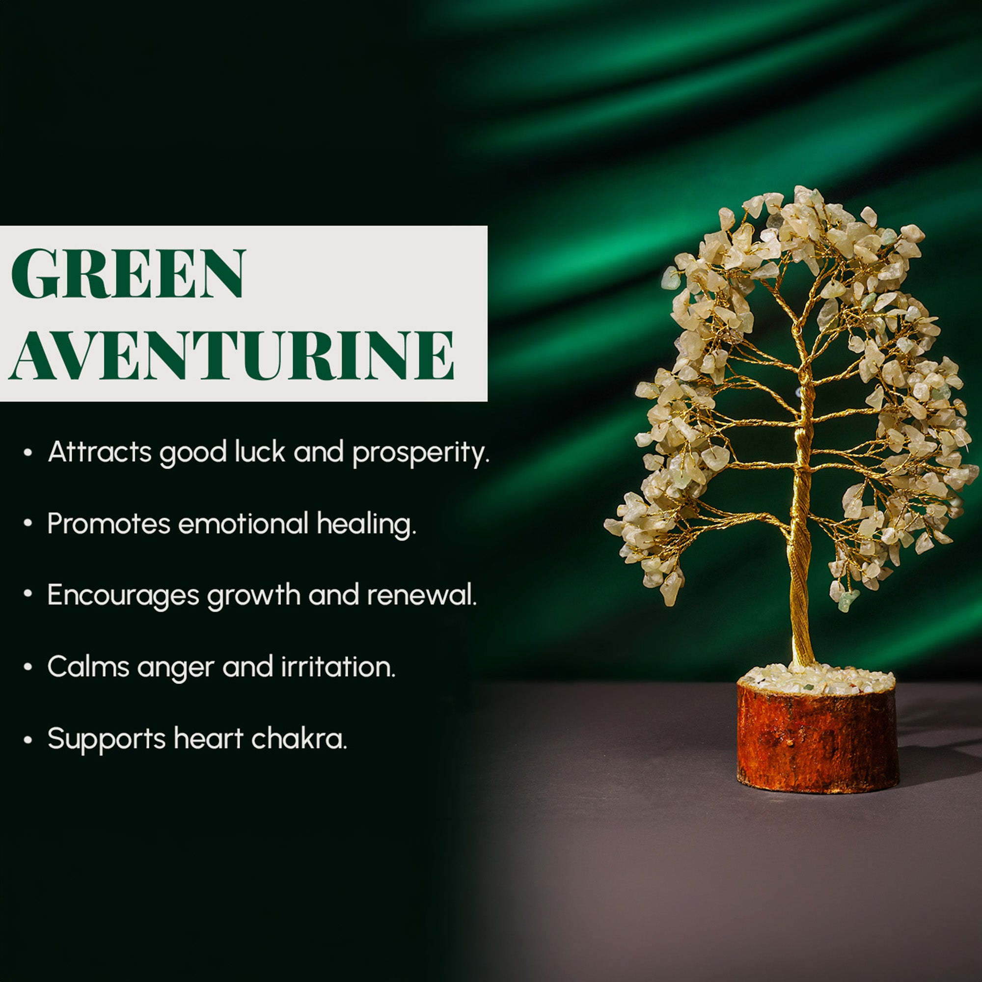 Green Aventurine Crystal Tree – Large, for Vastu