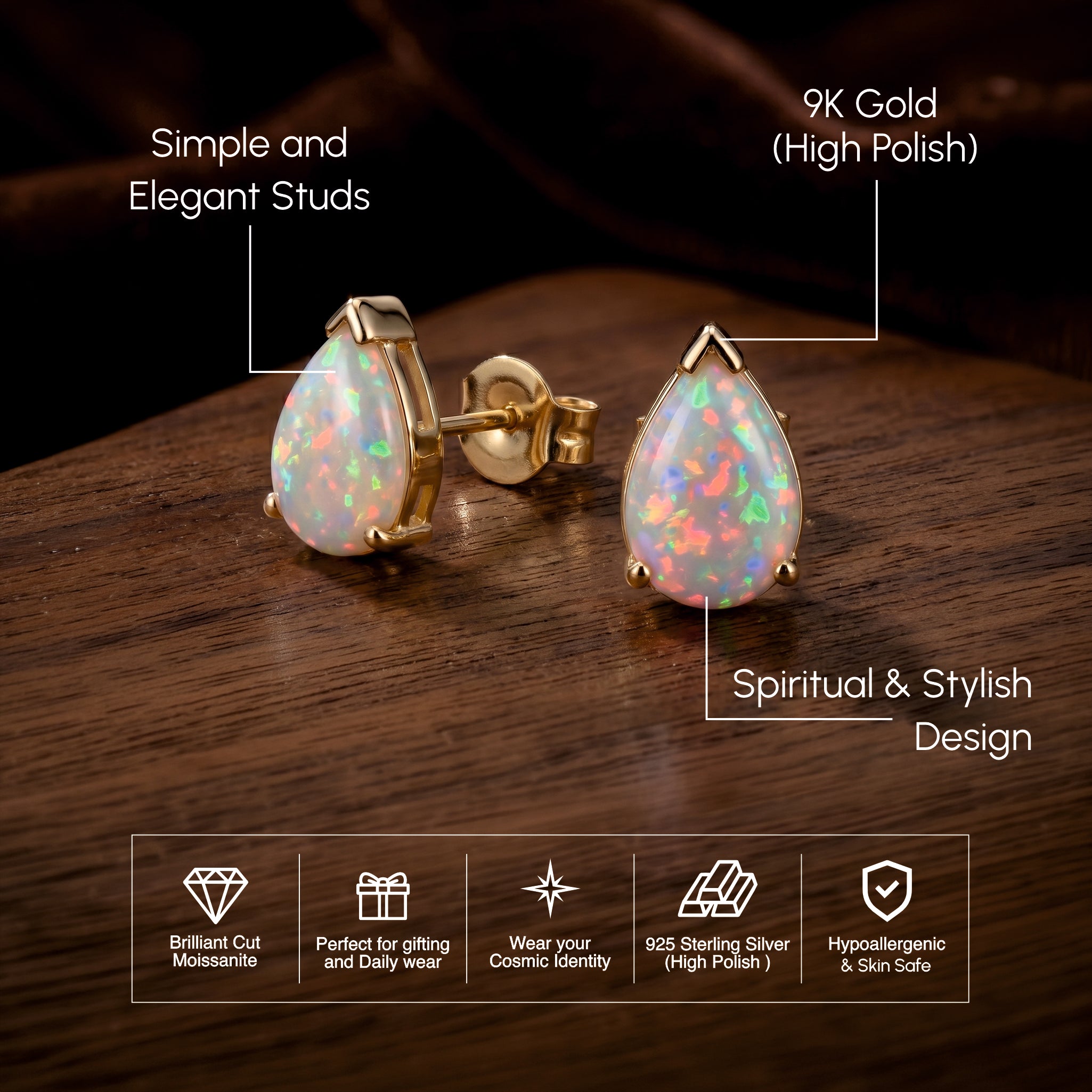 Cushion Blue Opal Hinged Clip Drop Earrings