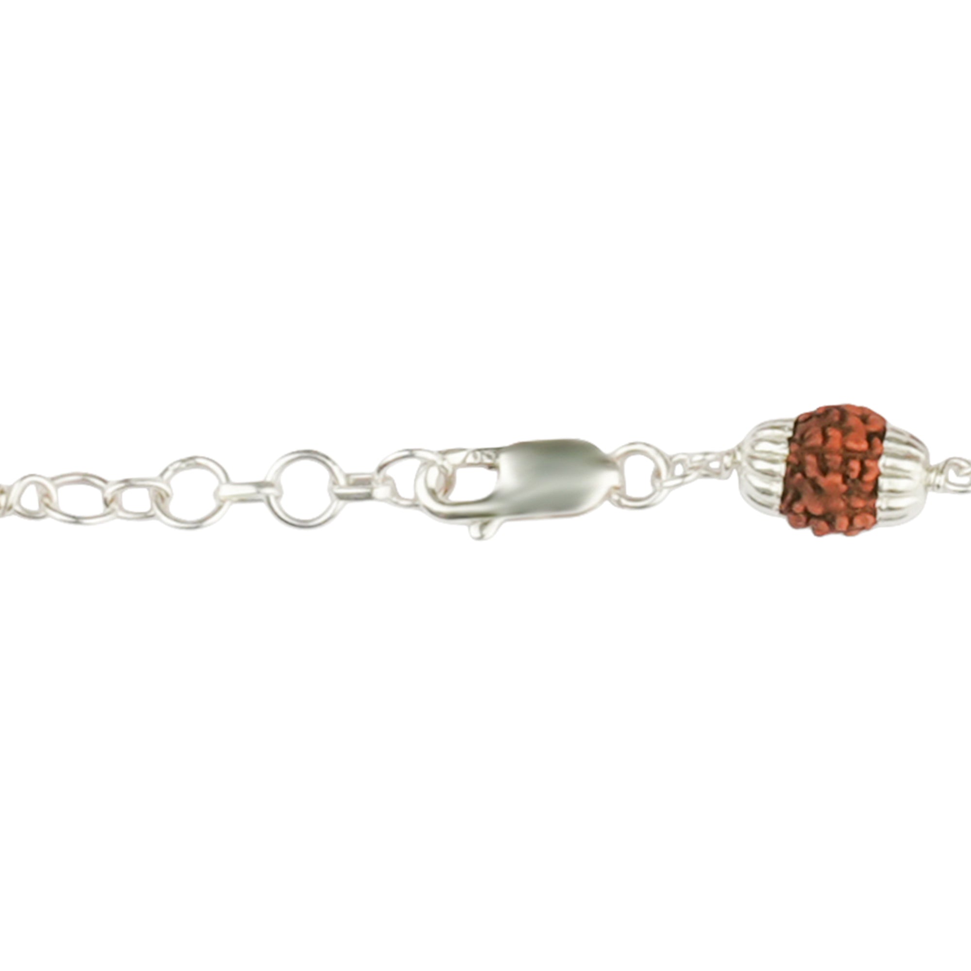 Original 5 Mukhi Rudraksha Bracelet with 2 Silver Moti for Kids