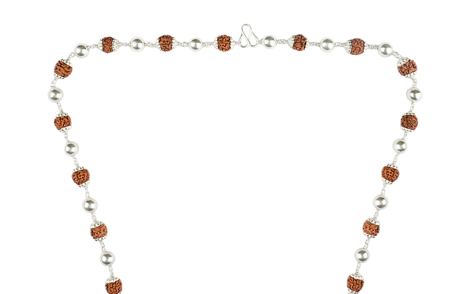 5 Mukhi Rudraksha Mala with 27 Silver Moti (Unisex)