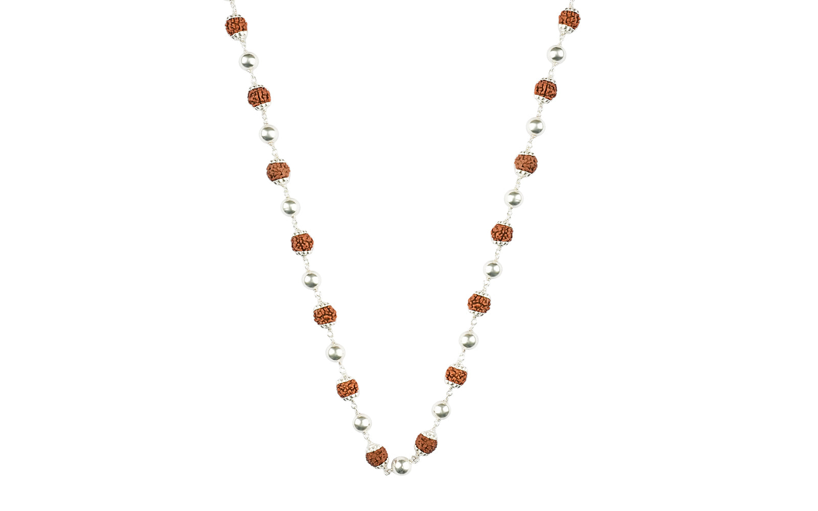 5 Mukhi Rudraksha Mala with 27 Silver Moti (Unisex)