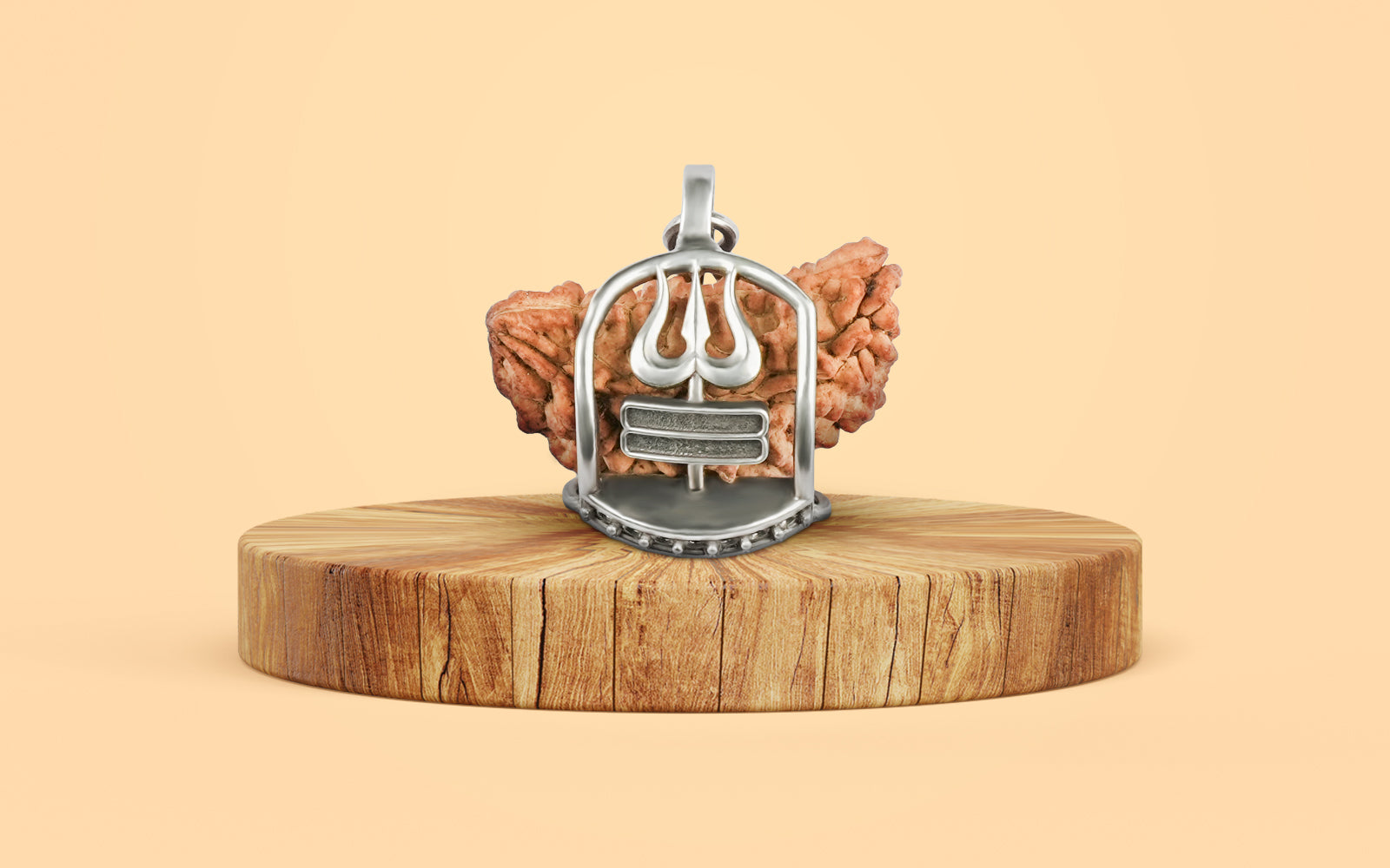 1 Mukhi Rudraksha Silver Pendant – Trishul Design